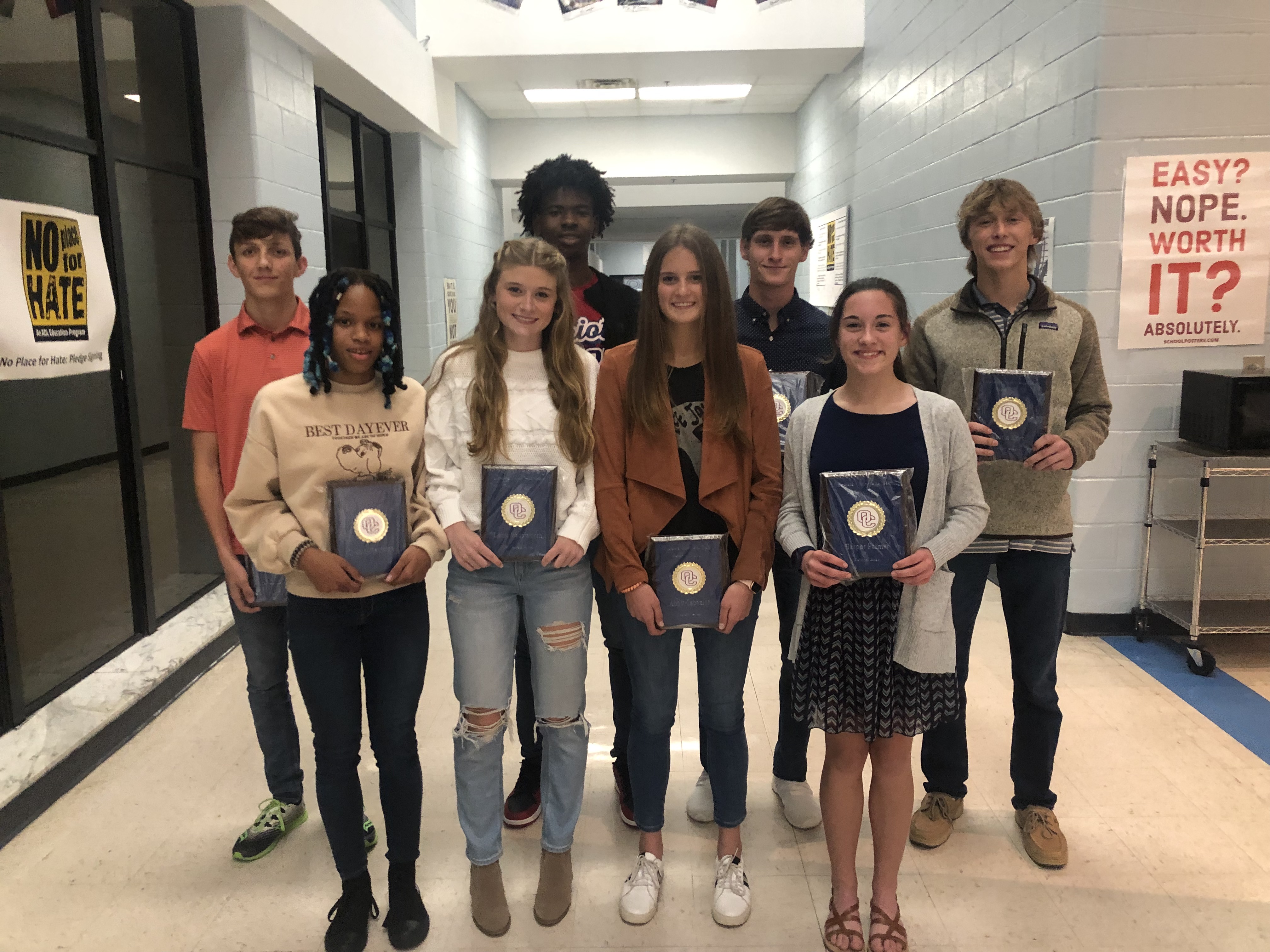 The OCHS girls cross country award winners include: Lizzie Wadsworth (most valuable runner), Abby Cabaniss (Coach’s Award), Harper Palmer (Patriot Award) and Sydnie Henderson (Horizon Award). The OCHS boys cross country award winners include:Luke McGarity (most valuable runner), Kirkland Ross (Coach’s Award), Austin Kort (Patriot Award) and Landon Mallonee (Horizon Award). (Submitted Photo/Ralph Maxwell)