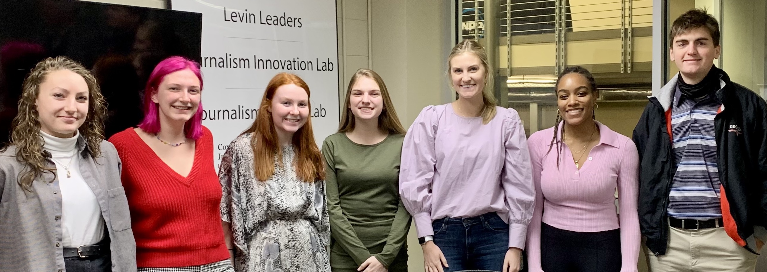 The Oglethorpe Echo interns included Sarah White (from left to right), Julianna Russ, Maddie Brechtel, Alden Lisse, Mackenzie Tanner, De Turner and Thomas Ehlers. (Submitted Photo)