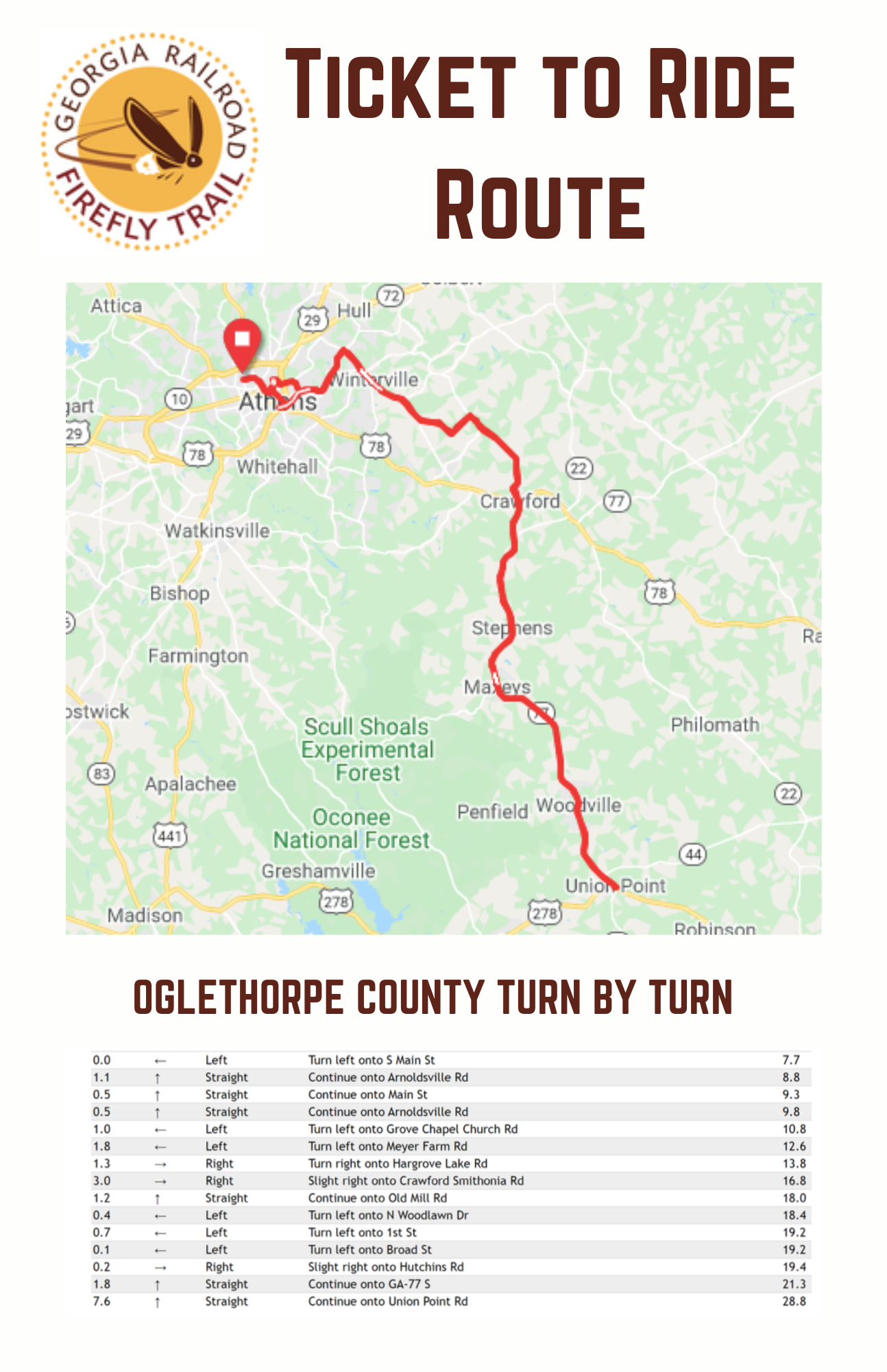 Ticket to ride route. (Mackenzie Tanner/The Oglethorpe Echo)