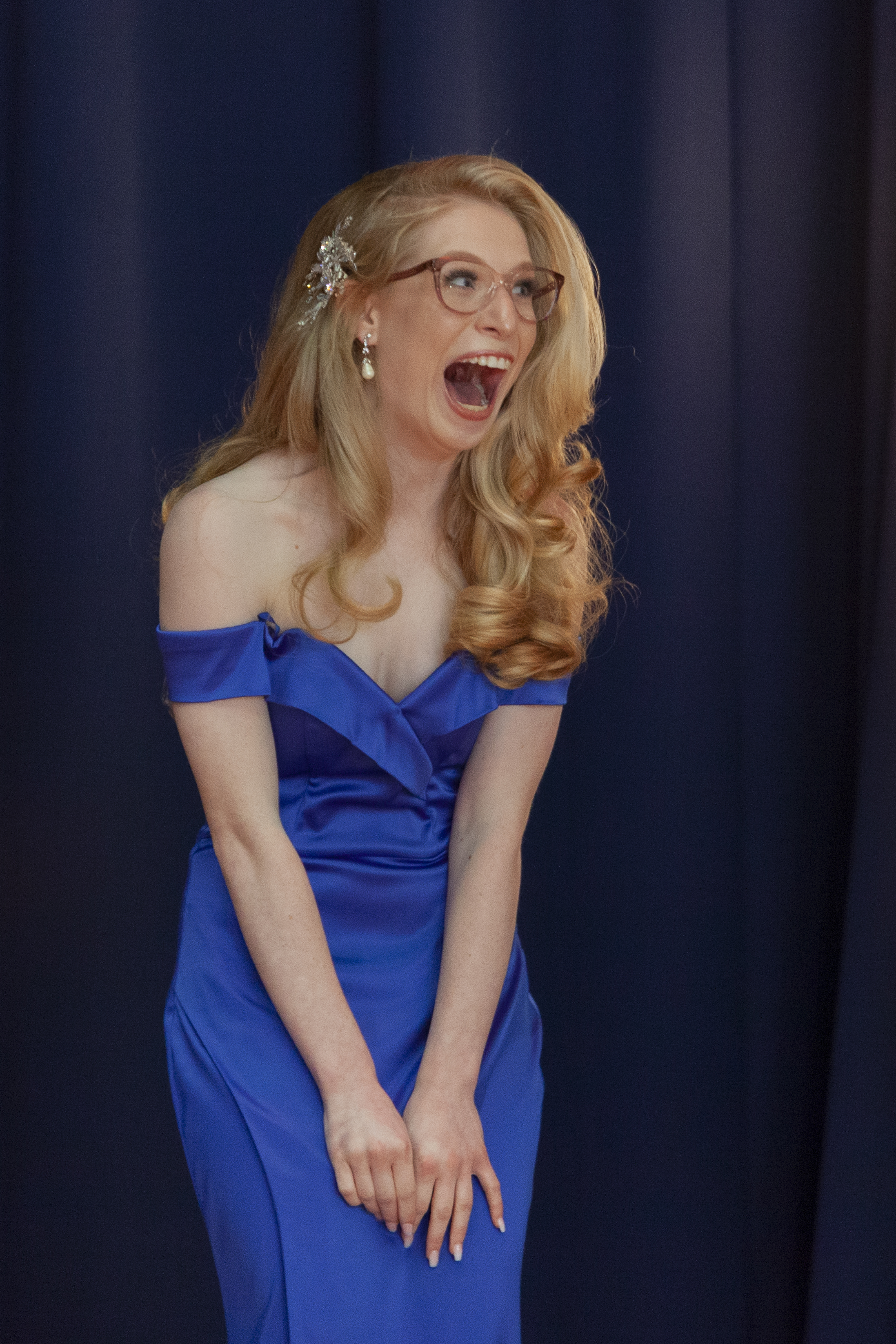 Kamryn King can’t contain her surprise and excitement as she’s named Miss Oglethorpe County High  School at the 2022 Miss Oglethorpe Pageant at OCHS on Saturday. (Sydney Fordice/The Oglethorpe Echo)