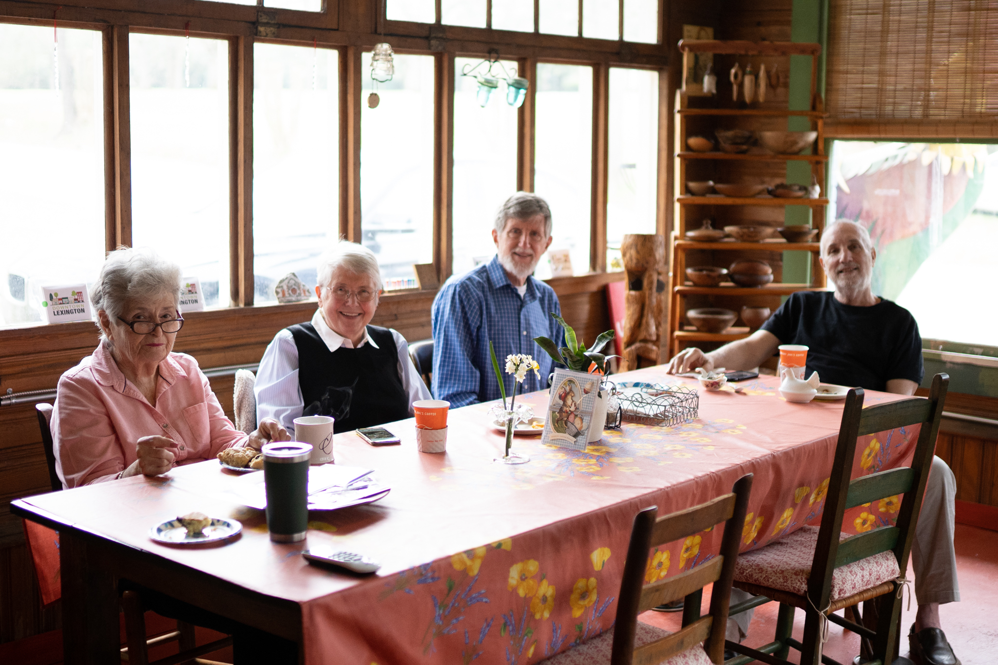 Marilyn Hill (from left), Geisla Gresham, Tom Gresham and Ralph Maxwell are among the regular  customers at the Rowdy Rooster. (Carson Reynolds/The Oglethorpe Echo)