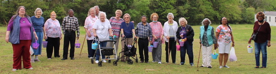 Oglethorpe County seniors gather at Oglethorpe County Senior Center for an Easter celebration. The  celebration consisted of a singalong, a potluck lunch, Easter egg decorations, prizes and an egg hunt. (Darden Hearn/The Oglethorpe Echo)