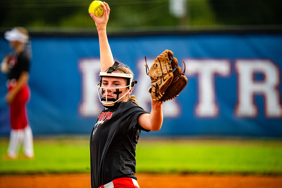 Pitcher Claire Gabriel is one of nine seniors who will be in their fourth year of playing for coach Brianna Dickens. (Photo/Jack Casey)