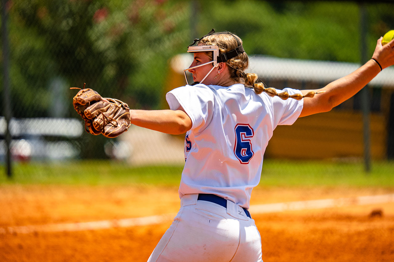Claire Gabriel continued her dominance on the mound by pitching Oglethorpe County to victories over Athens Christian and Putnam County on Saturday. She struck out 10 batters in nine innings as the Patriots defeated ACS 11-0 and Putnam County 11-2. (Photo/Jack Casey)