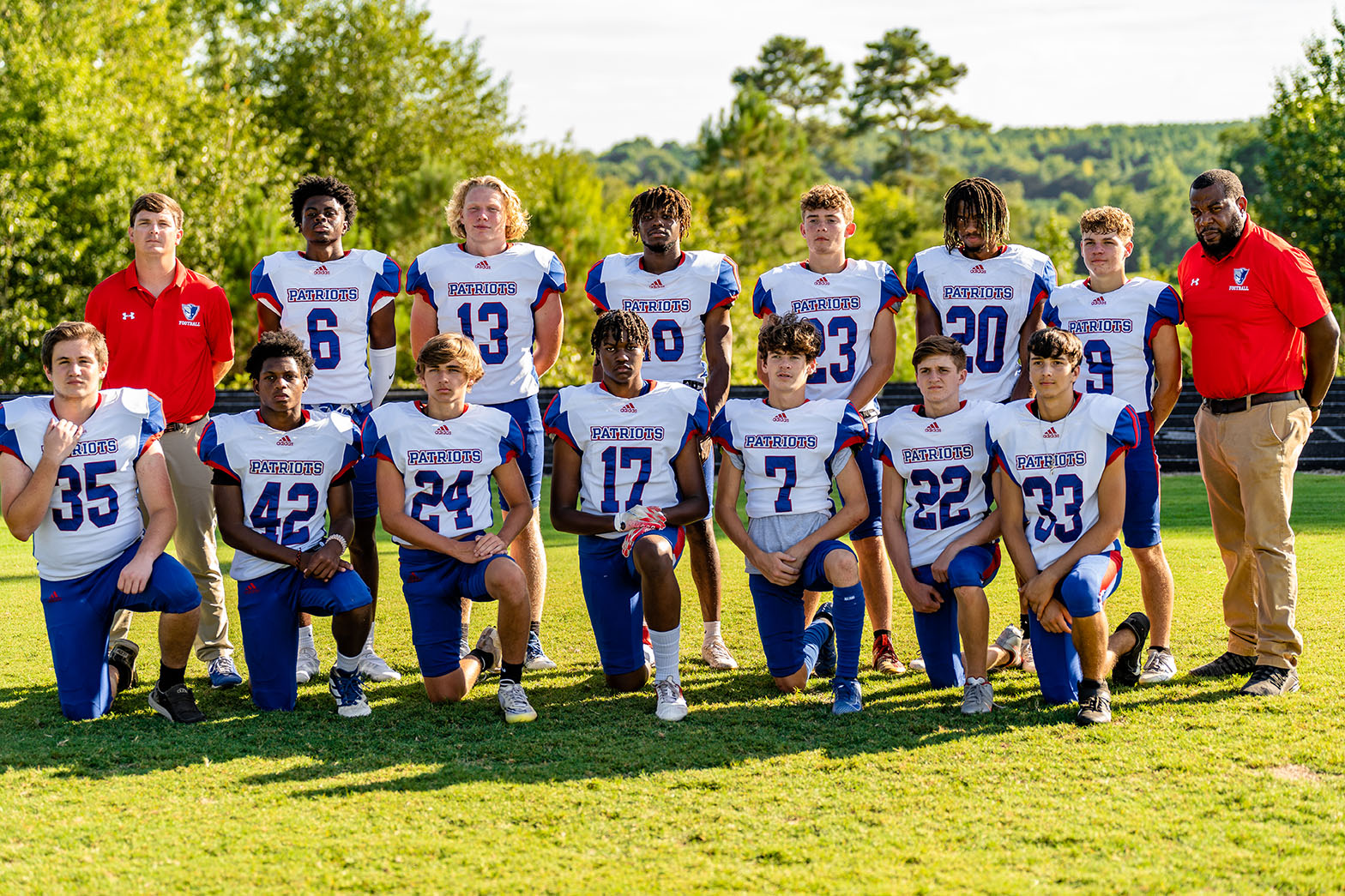 The receivers/tight ends boast size with 230-pound tight end Jayland Richardson and speed with state hurdles champ Michael Fleming. (Photo/Jack Casey)