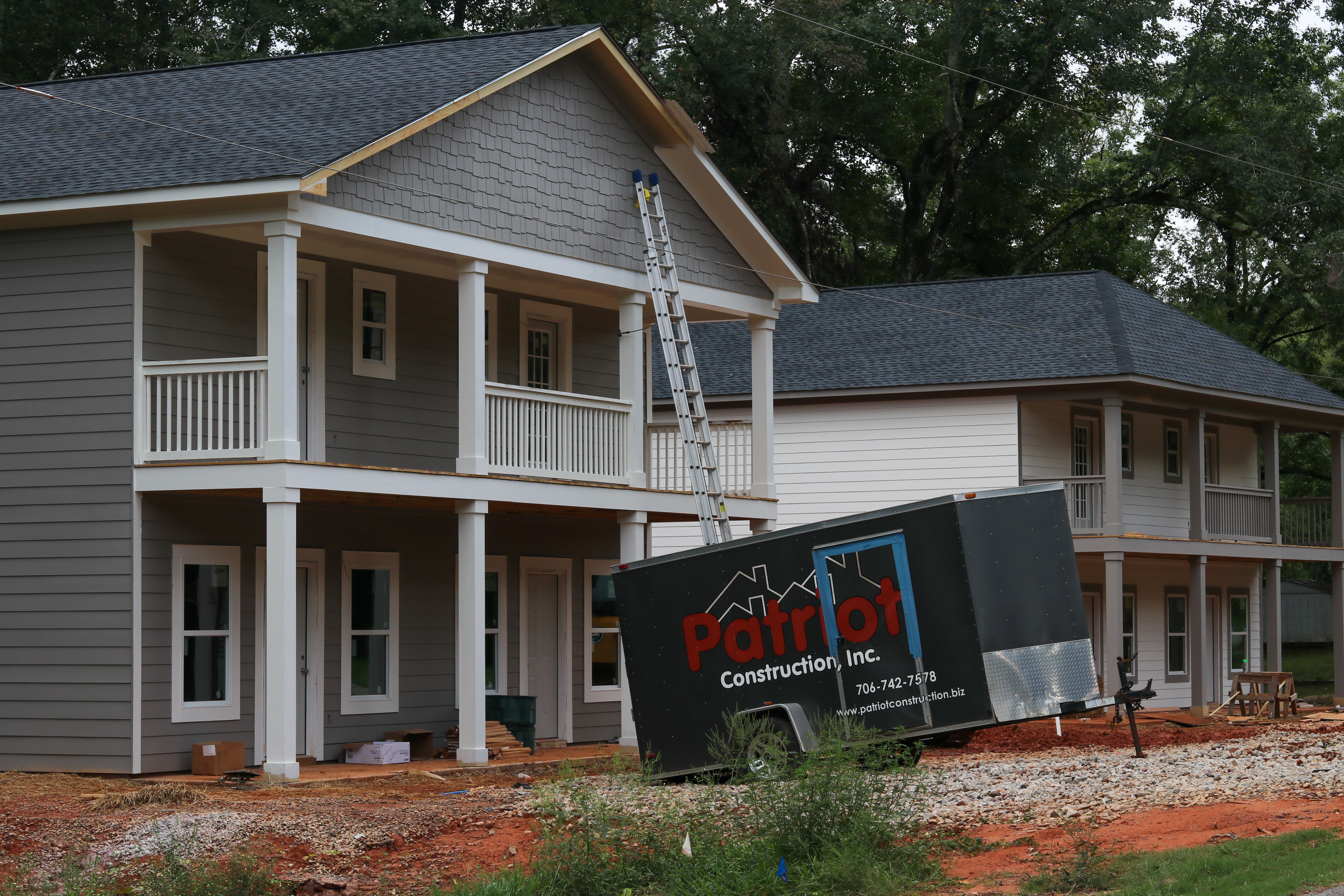 (AISHA SCHULZ/THE OGLETHORPE ECHO) The first two duplexes were built by Patriot Construction at the Crawford Village development site in Crawford. Both duplexes are in the drywall stage and should be ready to rent by November.
