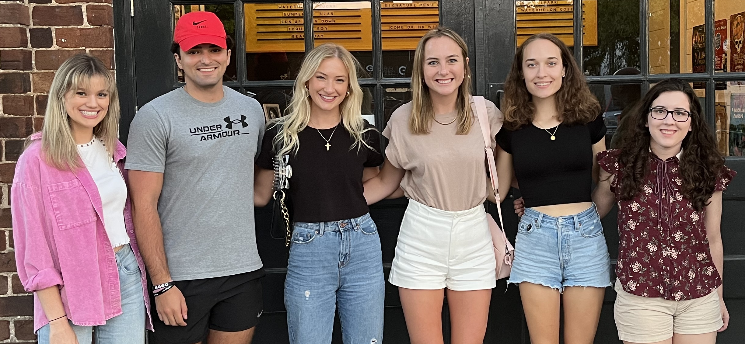 Caitlin Farmer, from left, Wade Cheek, Morgan Quinn, Kate Hoffman, Lilly Kersh and Sarah Evans were part of the group of UGA interns who wrote for The Oglethorpe Echo this summer. Not pictured: Jack Casey and Thomas Ehlers. (Lori Johnston/ The Oglethorpe Echo)