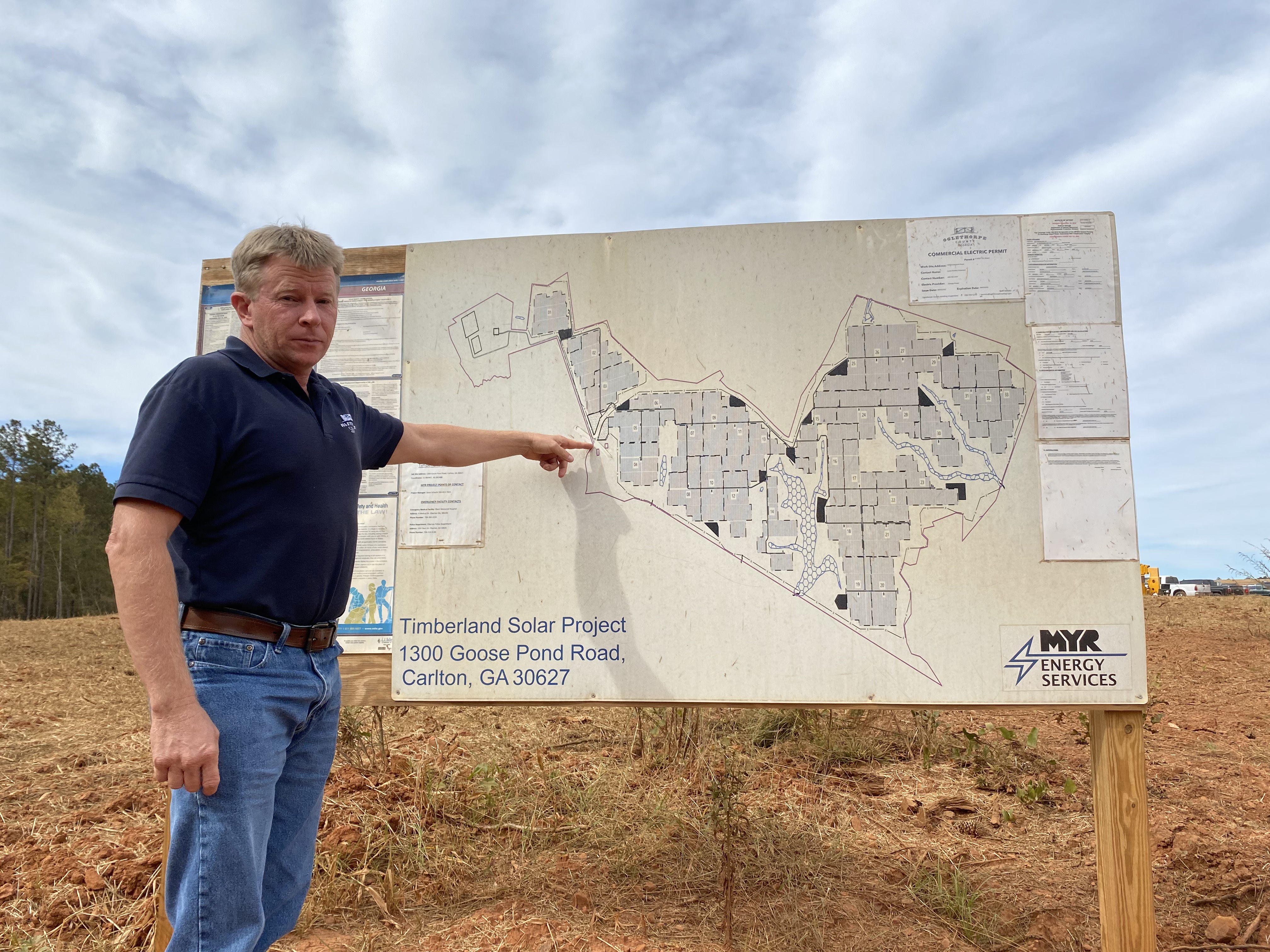 Chairman of the Board of Commissioners Jay Paul shows a map of the Timberland Solar Project, to which he is opposed.