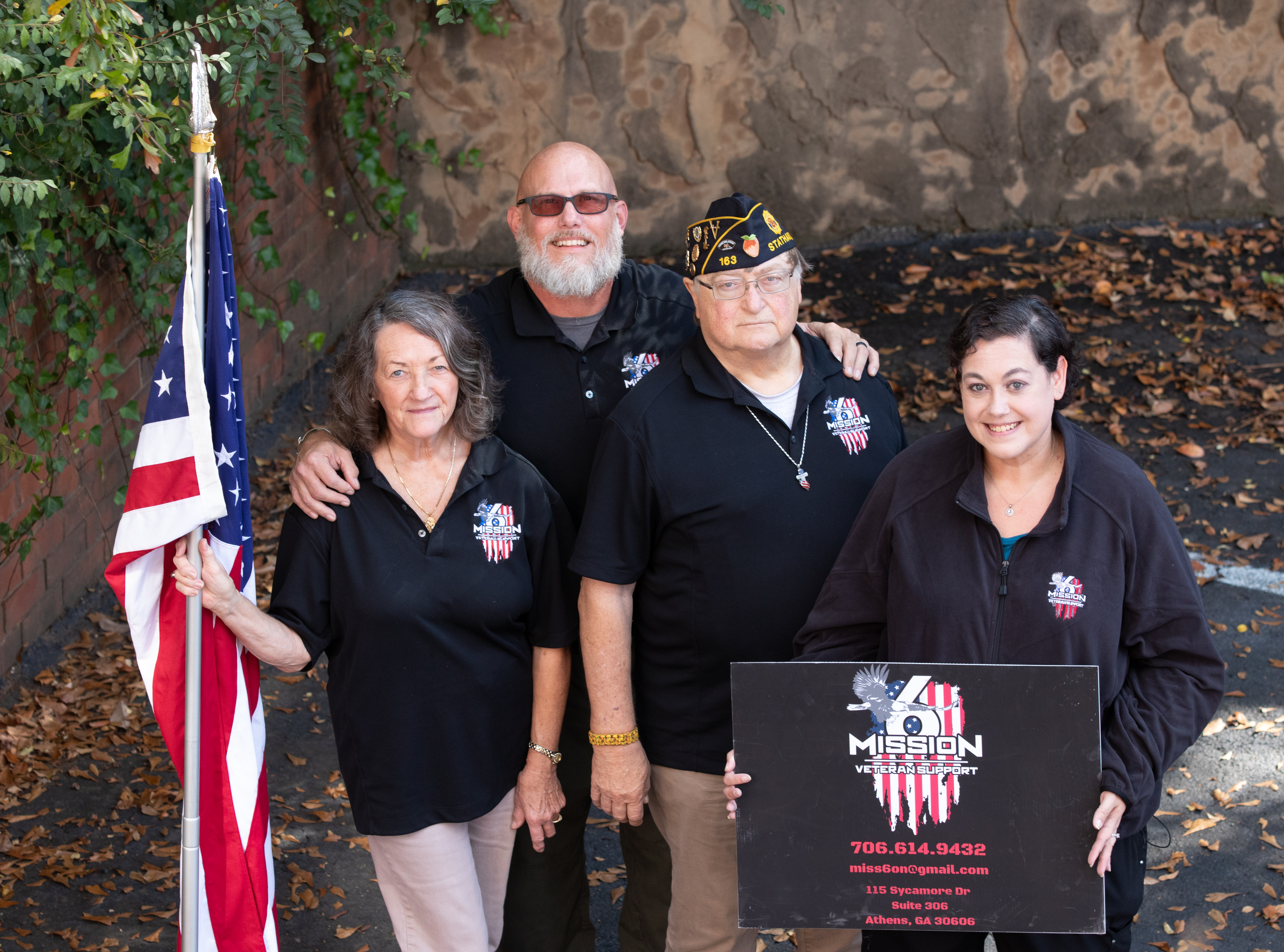 Kay Remar (from left), Scott Kennedy, Tom Remar and Heather Clark have come together to form Miss6on, a nonprofit organization to help veterans and their families throughout the Athens area. (Katie Tucker/The Oglethorpe Echo)