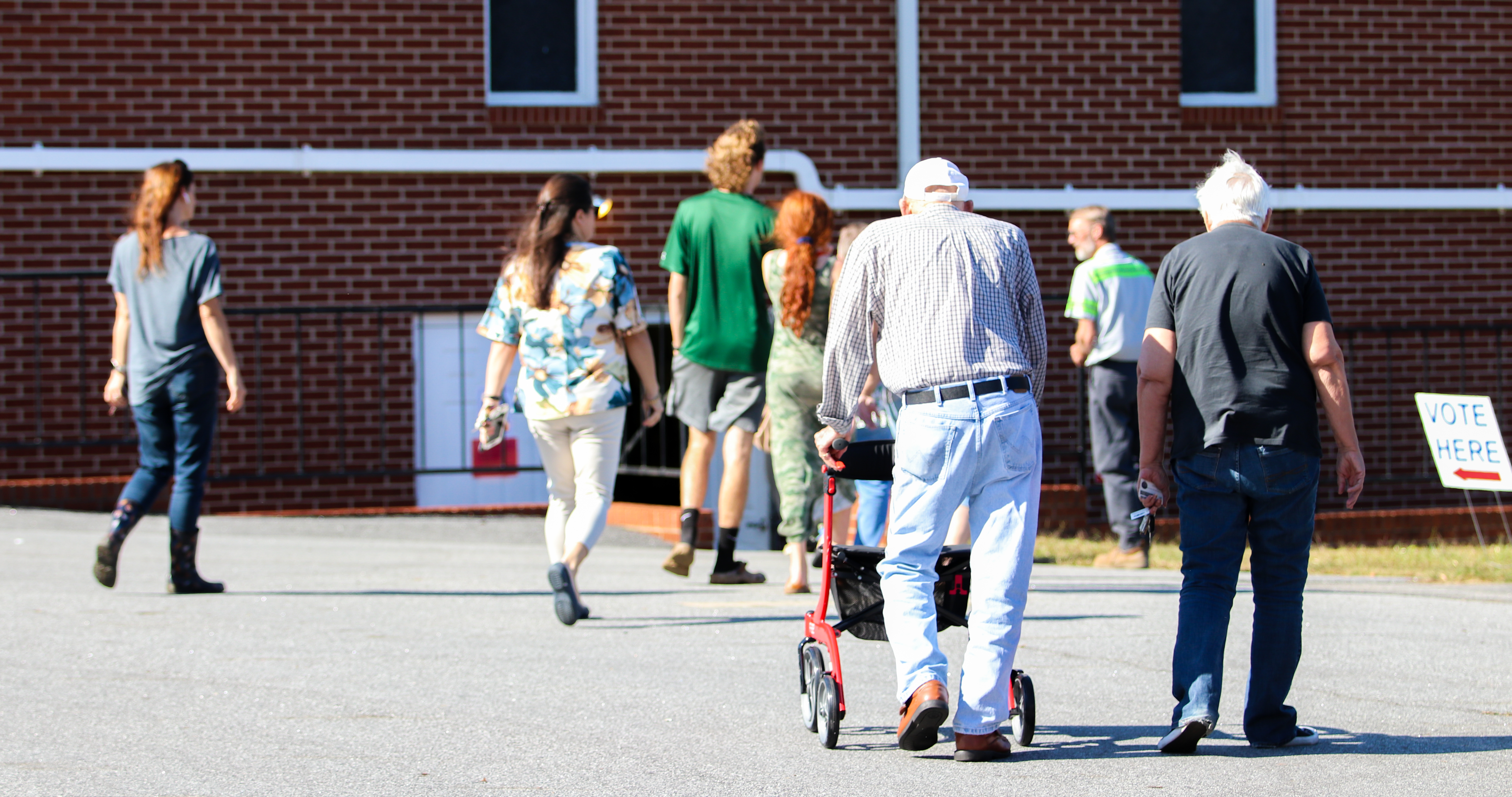 Voters line up to enter the Sonlight Baptist Church, Beaverdam, GA, Oglethorpe County, Tuesday, Nov. 8, 2022. Sonlight Baptist Church is one of two churches serving as polling locations in Oglethorpe County. (Photo/Aisha Schulz)