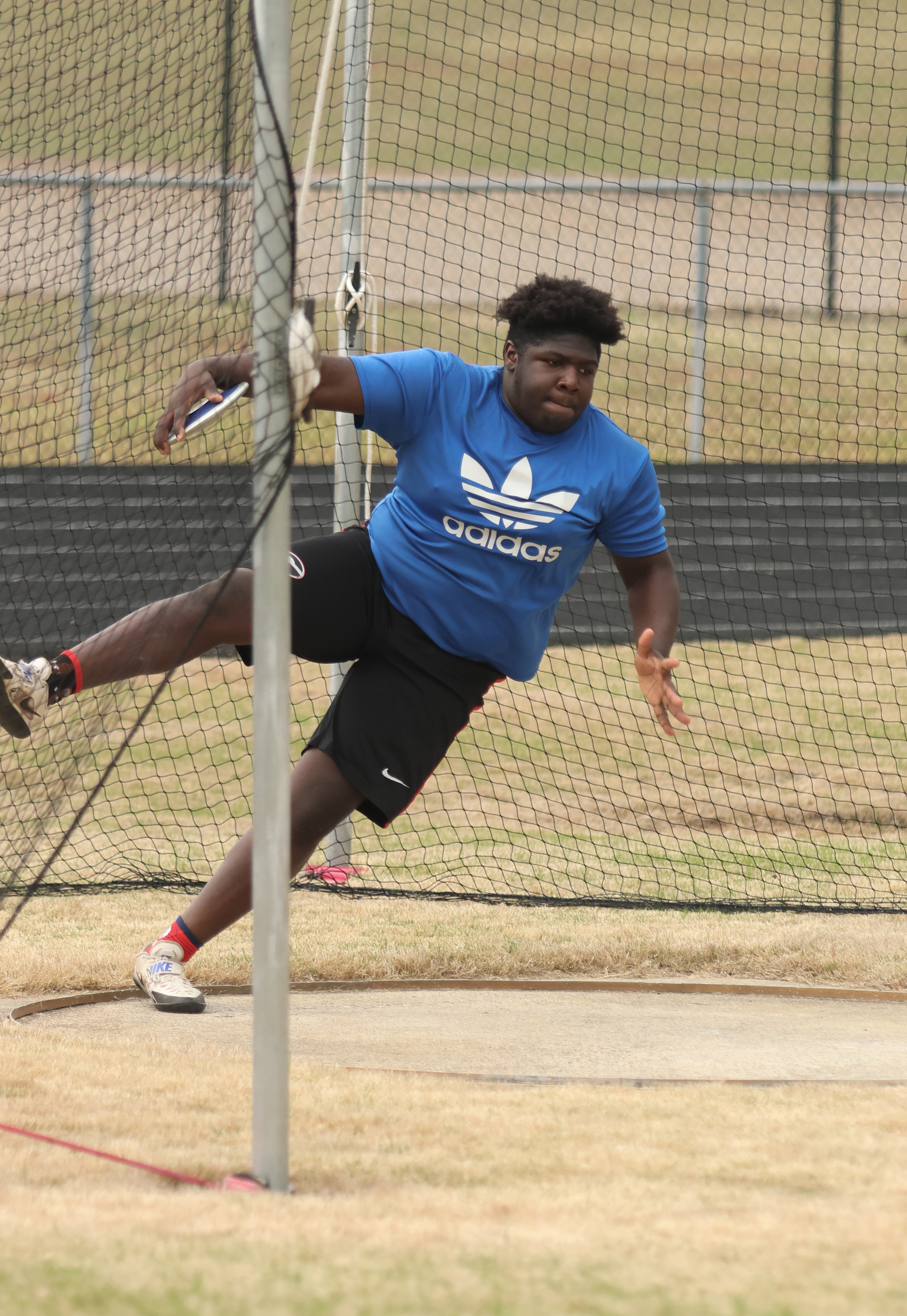 Senior ZaNyain Hawkins practices discus at OCHS track and field practice. The OCHS boys finished sixth in Class AA in 2021 and fourth last year. (Photo/Emily Dozier)