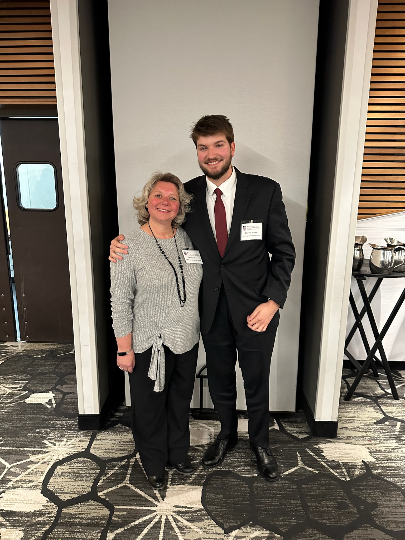 STAR student Charlie Brewer and STAR teacher Penny Miller attended a banquet at the University of Georgia’s Continuing Education Center, where he spoke about his achievements, interests and Miller’s impact on him. (Submitted photo)