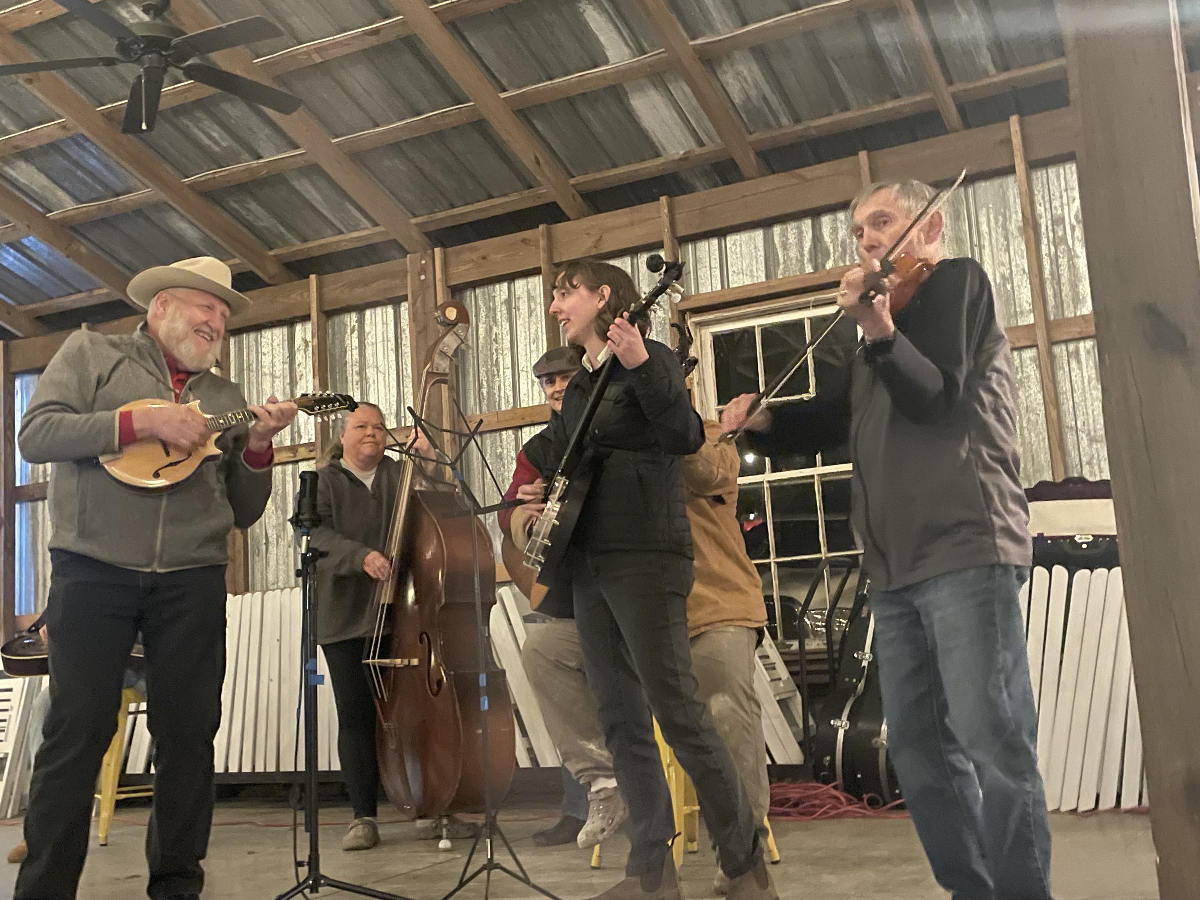 The Barrow Creek Bluegrass Band performed at the Platt-Brooks Estate Venue on Saturday, March 18th as a fundraising event for the Lexington GA Downtown Development Authority. The band played for hours, accepting requests from the audience and exploring genres. (Photo/Sophie McLeod) 