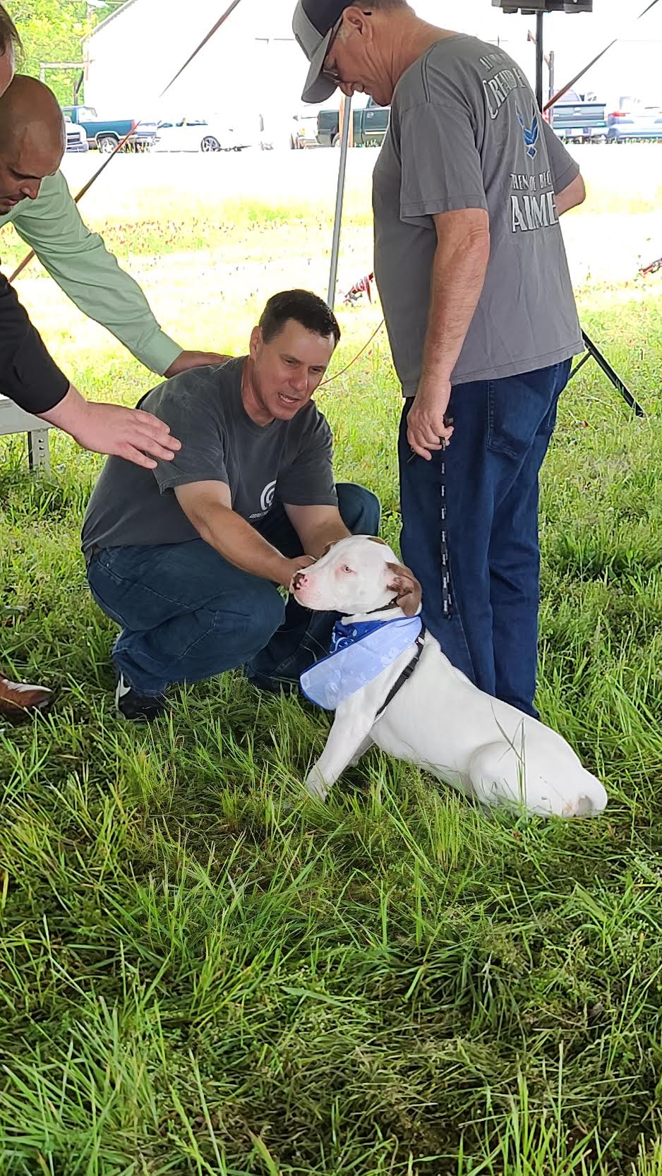 A dog receives a blessing at the inaugural Blessing of the Pets, a fundraising event held by the Winterville Animal Clinic last month. The event raised $1,300 for the clinic's Angel Fund, designed to help animals in need. (SUBMITTED PHOTO)
