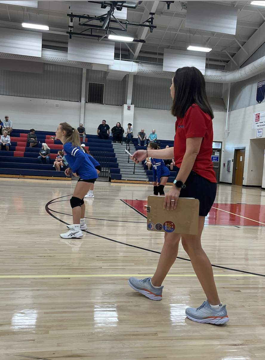 Brianne Harrison, right, has coached the Oglethorpe County Middle School volleyball team since 2018. Now, she will serve as Oglethorpe County High School’s head volleyball coach. (SUBMITTED PHOTO)