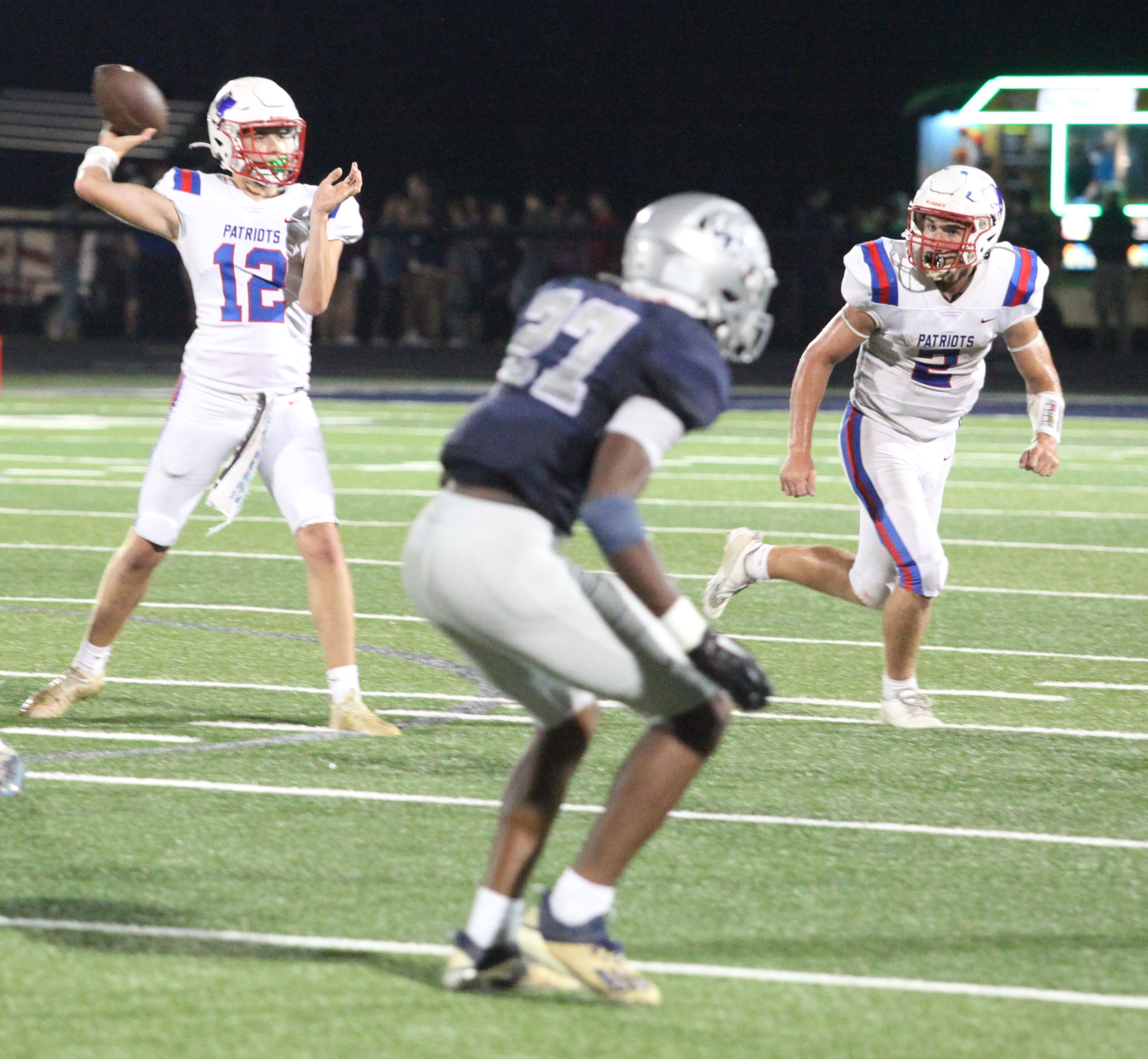 Quarterback Jayden Wallace delivers the ball to a teammate in Oglethorpe County’s season-opening 14-7 loss to East Jackson on Friday. He threw a 55-yard touchdown pass to Darius Heard in his first start at quarterback. (DONNY FAUST/FOR THE OGLETHORPE ECHO)
