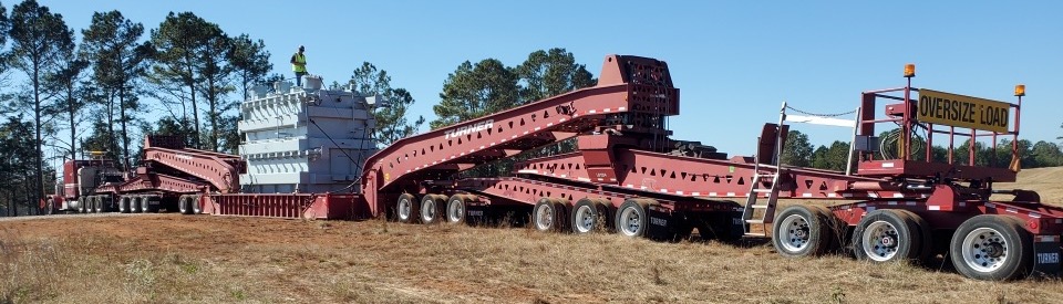A tractor-trailer with 96 tires was needed to transport a transformer to the solar farm project on Goose Pond Road. The weight of the trailer and transformer was 300,000 pounds. The solar farm has expanded to include nearly 3,500 acres. (Submitted Photo)