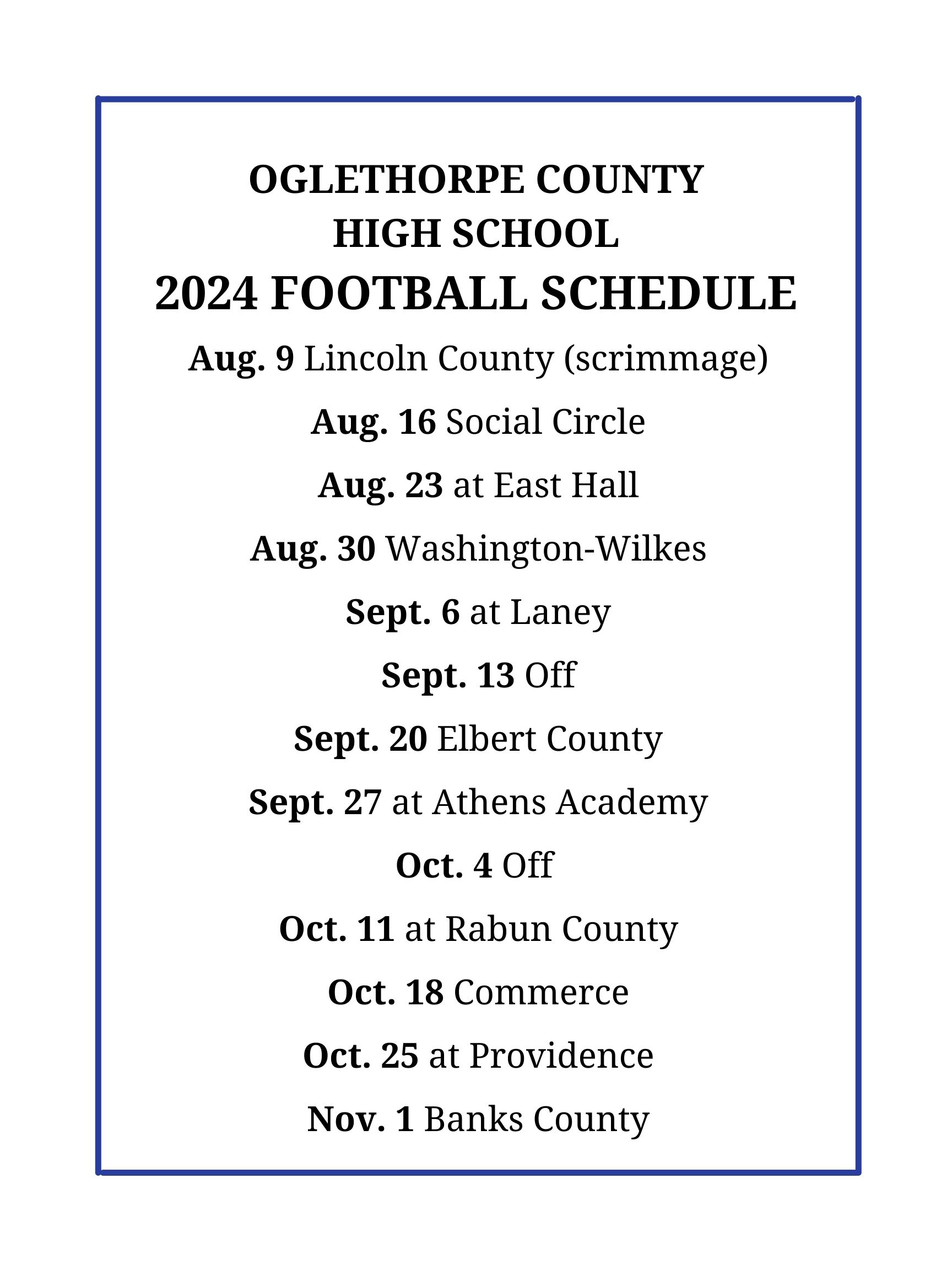 2024 Football Schedule