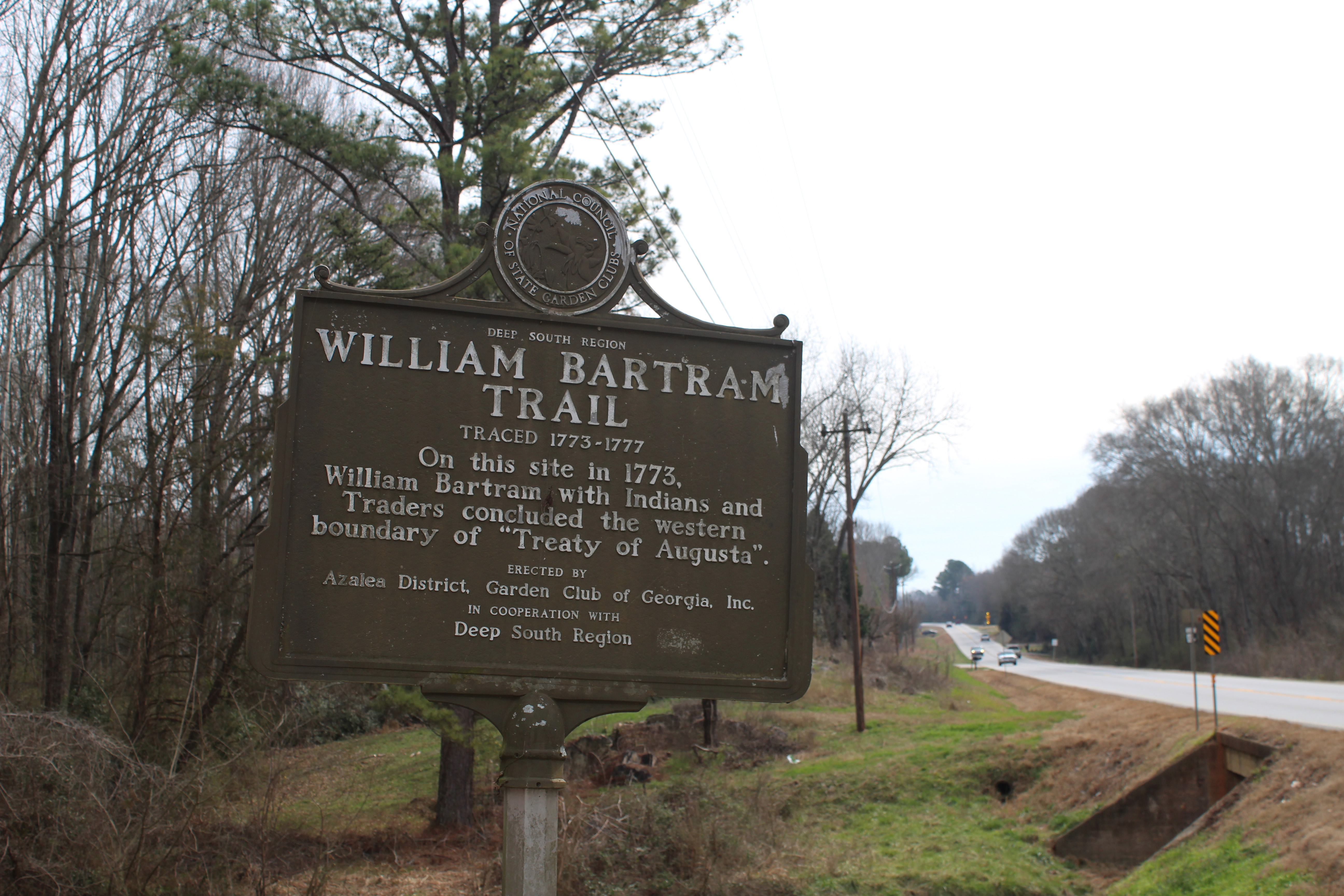 The historical marker commemorates the conclusion of the William Bartram Trail. The marker is located near Arnoldsville on U.S. 78. (Photo/Michael Johnson)