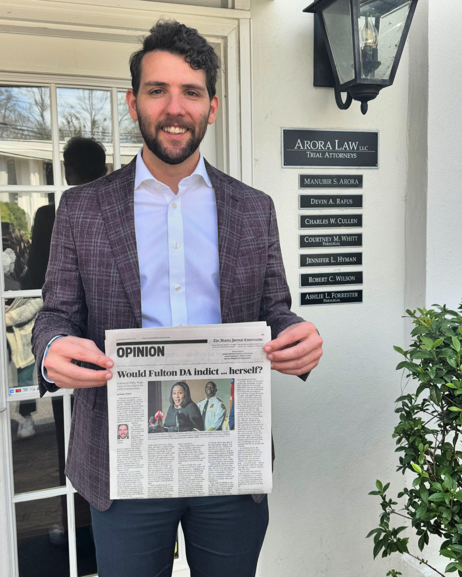 Robert Wilson, who graduated from OCHS in 2008, recently graduated from Georgia State’s law school and works for Arora Law in Atlanta.