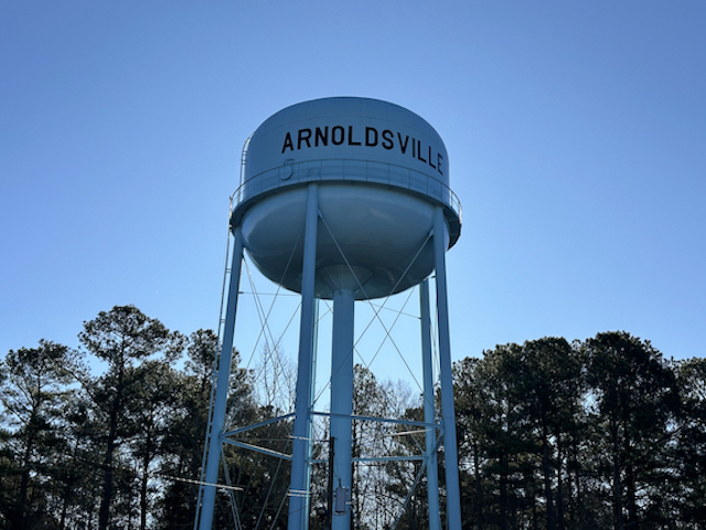 The city of Arnoldsville water tower is located on 154 Yancey Rd, Winterville, GA. (Photo/Tyler Lary)
