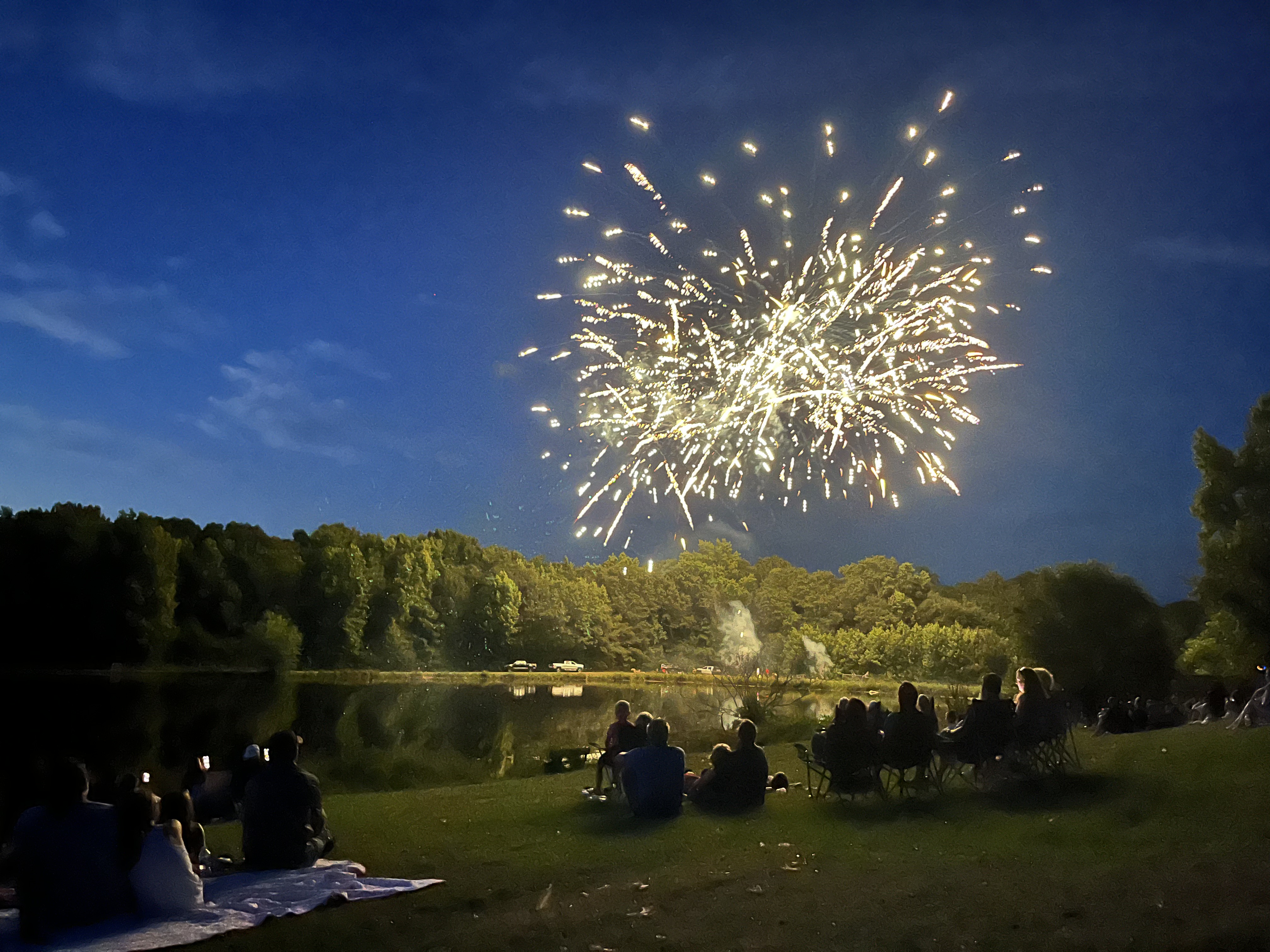 The fireworks show started at dusk and provided spectacular views over the lake at the Oglethorpe County Rec Department’s Bryan Park. The Oglethorpe County Community Day and Family Movie Night will be held at the park at 6:30 p.m. Saturday, Aug. 3. (Torin Smith/The Oglethorpe Echo)