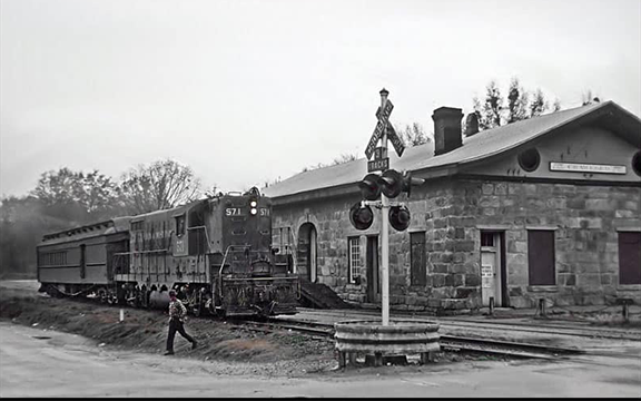 A train stops at the Crawford Depot in November 1967. Trains no longer run through the county, and the Depot, which has been renovated, is home to the Oglethorpe County Chamber of Commerce and various events. (Submitted Photo)