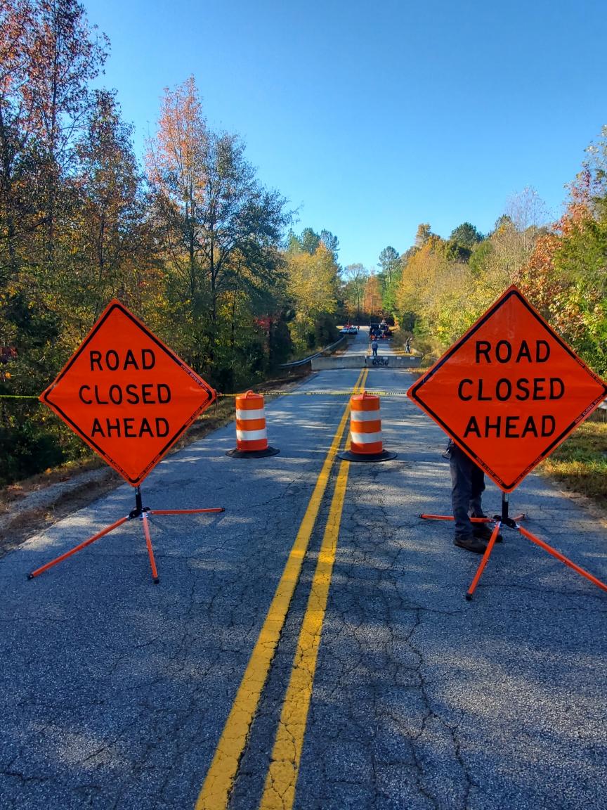 Double Bridges Road has been closed near its intersection with Wolfskin Road after a culvert was found to be damaged. County officials aren’t sure what caused the damage or how long the road will be closed. (SUBMITTED PHOTO)