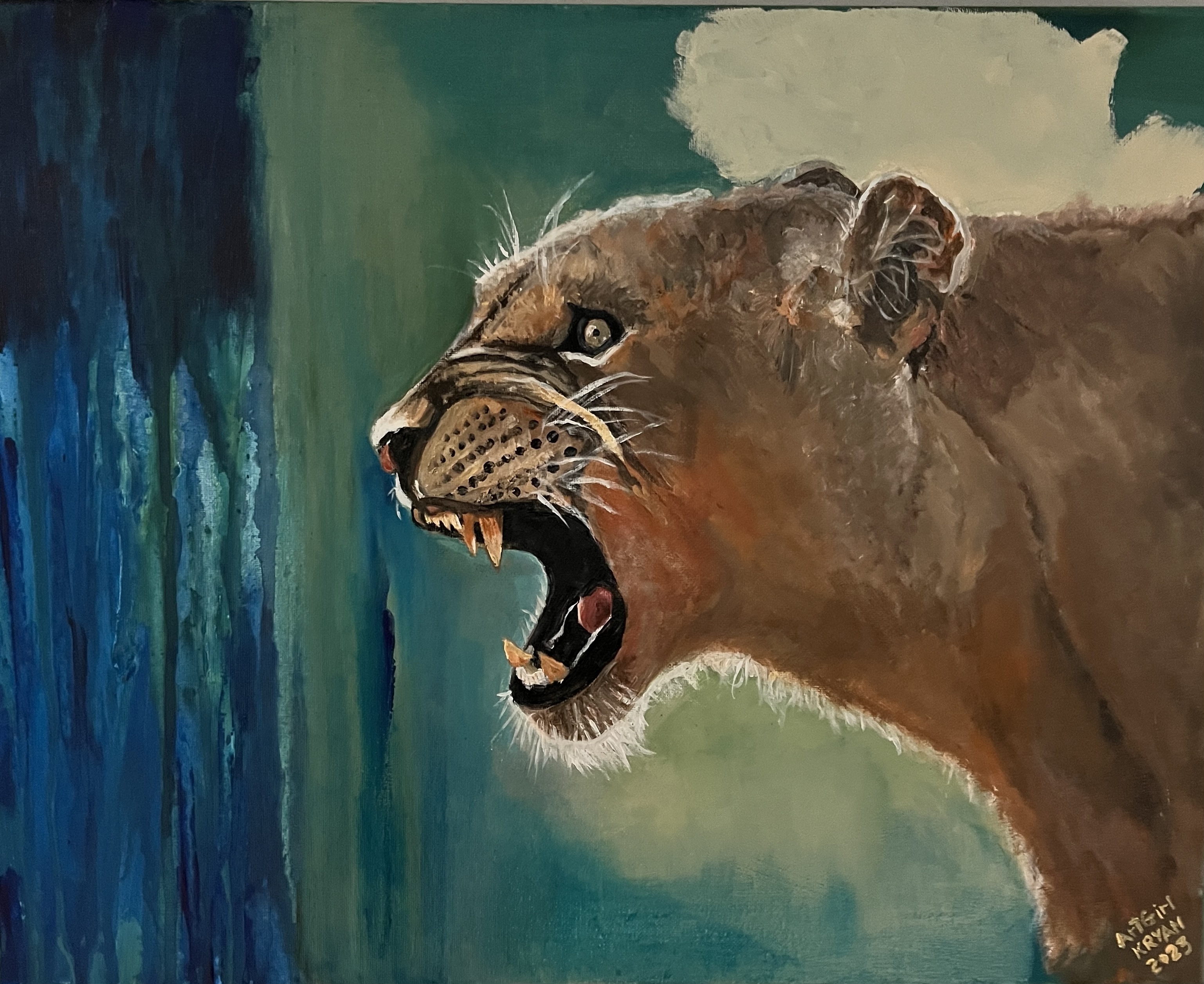 Artist Kristan Ryan often paints celebrities, musicians and animals, such as Tina Turner, an angry mother cougar, Tyler, The Creator and Kaitlin Butts. She said the painting of the cougar recently was stolen from the gallery she plans to open in downtown Lexington. (Submitted Photo)