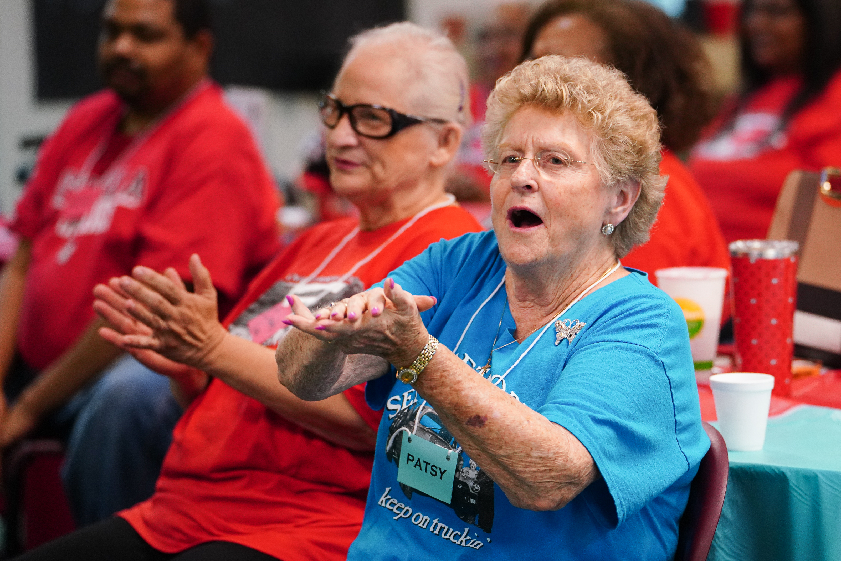 The Oglethorpe County Senior Center provides a place for Cindy Lou Phelps (left) and Patsy Cruce, among other seniors, for activities and lunch. (Sidney Chansamone/The Oglethorpe Echo)