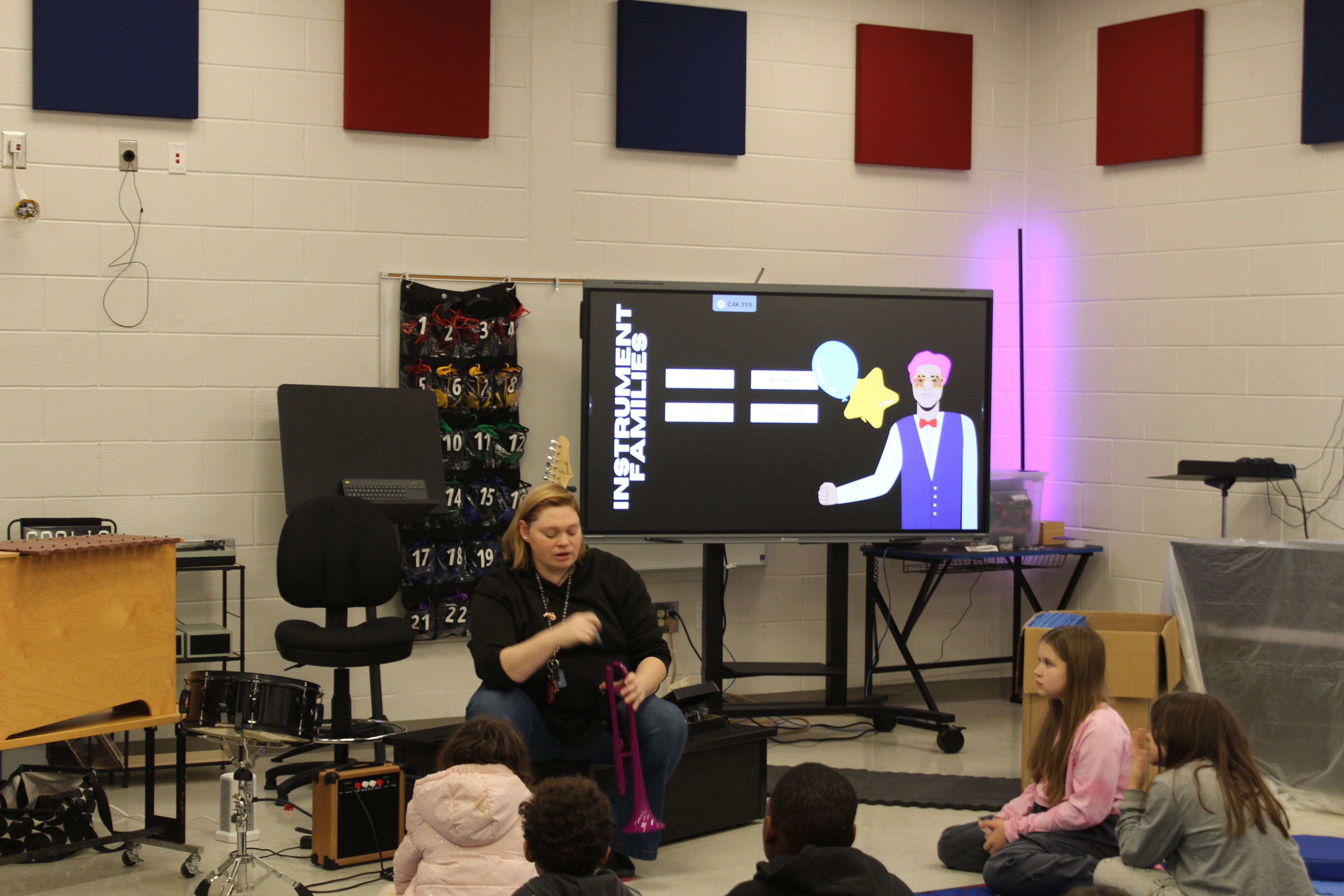 Students take a music class in a classroom at the new Oglethorpe County Elementary School on Tuesday. Staff and school officials continue to work out logistical issues with the new school. (Photo/Lucy Grey Shields) 