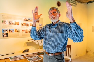 Thomas Gresham, a local historian, tells stories about the history of the Oglethorpe County Jail. He helped turn the jail into a museum. (Jack Casey/The Oglethorpe Echo)