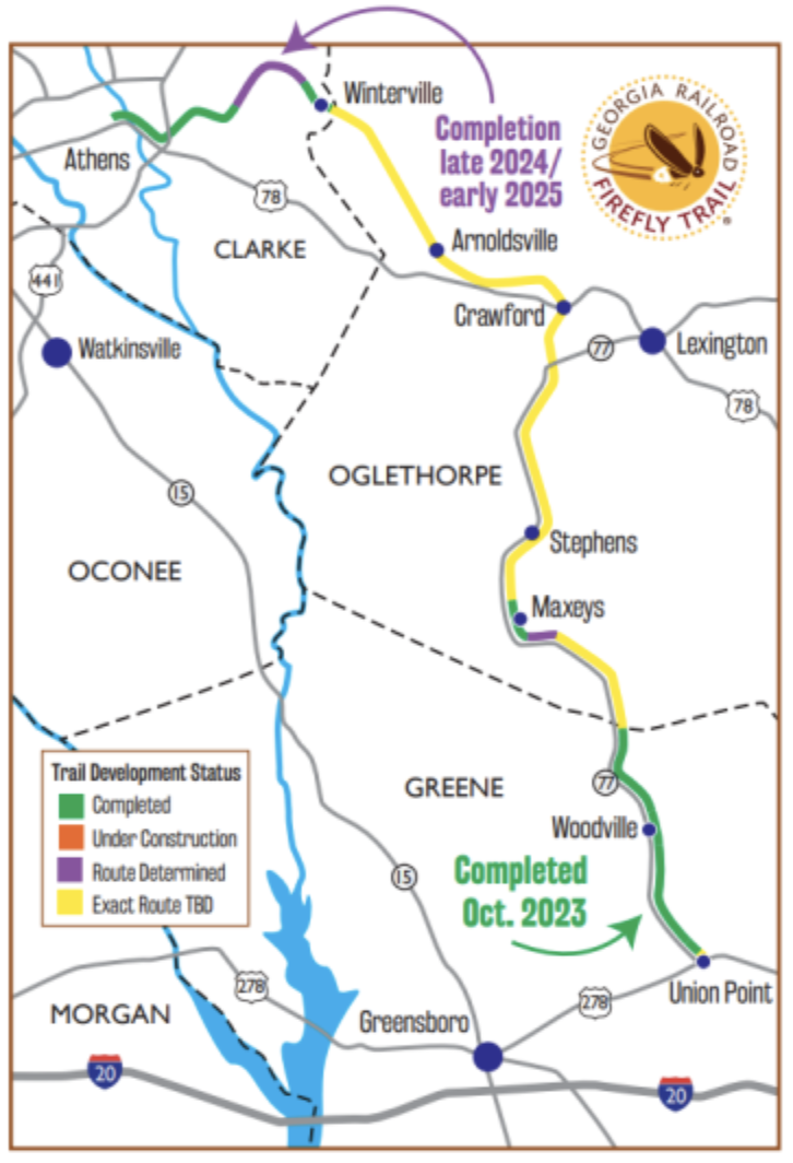 A map of the trail's progress within each county can be found at www.fireflytrail.com. (Graphic/Firefly Trail Inc.)