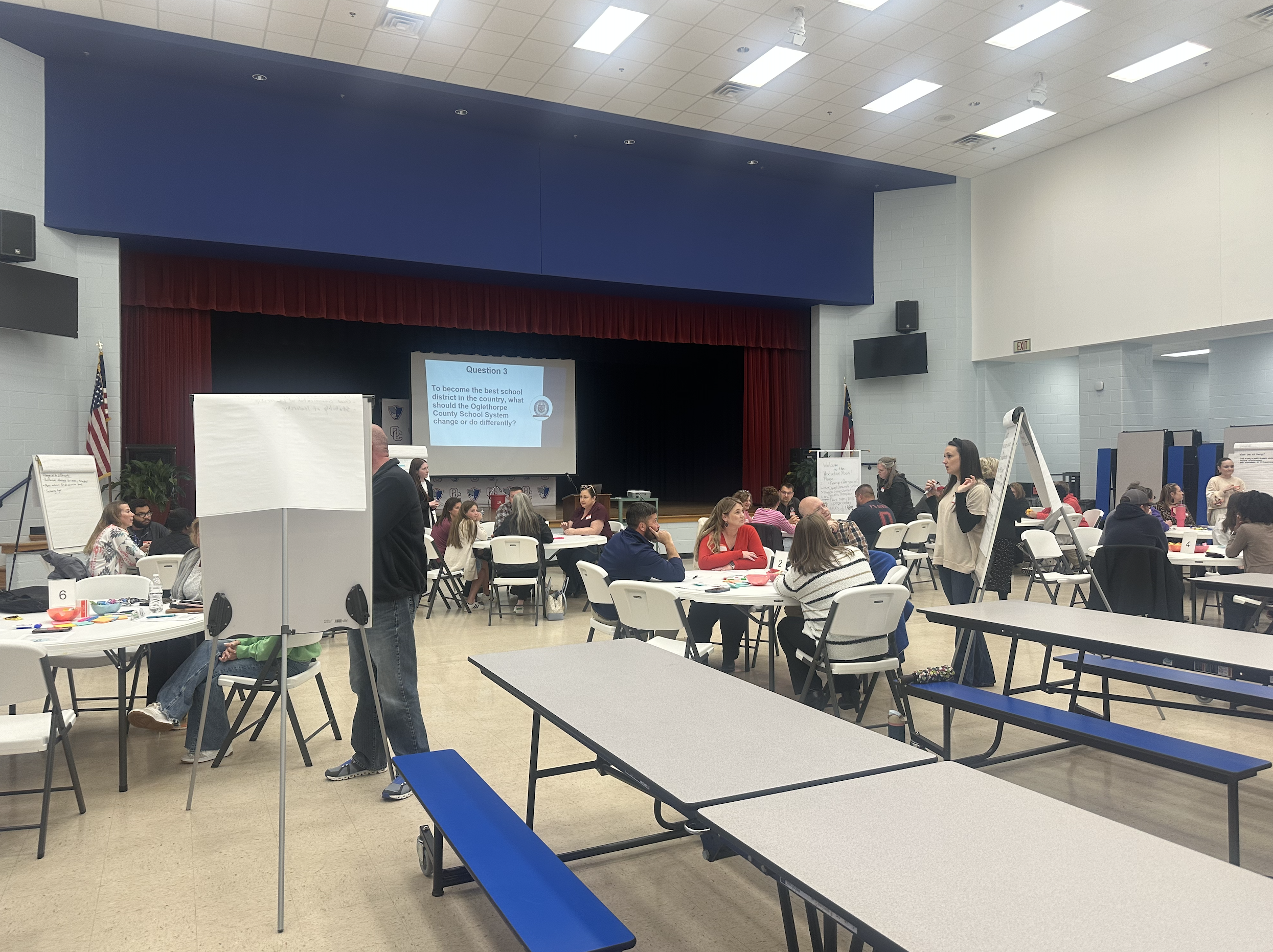 School system employees and residents gather at Oglethorpe County High School for a community listening session. Beverley Levine started the sessions after she became the superintendent 10 years ago. Paige Clarke/The Oglethorpe Echo