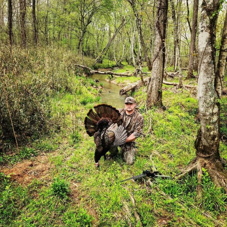 Douglas Graham, an Oglethorpe County resident and hunter, harvests a turkey in the county during the 2024 season. Graham said he has hunted turkeys on private land in the county for more than 20 years. (Submitted photo)