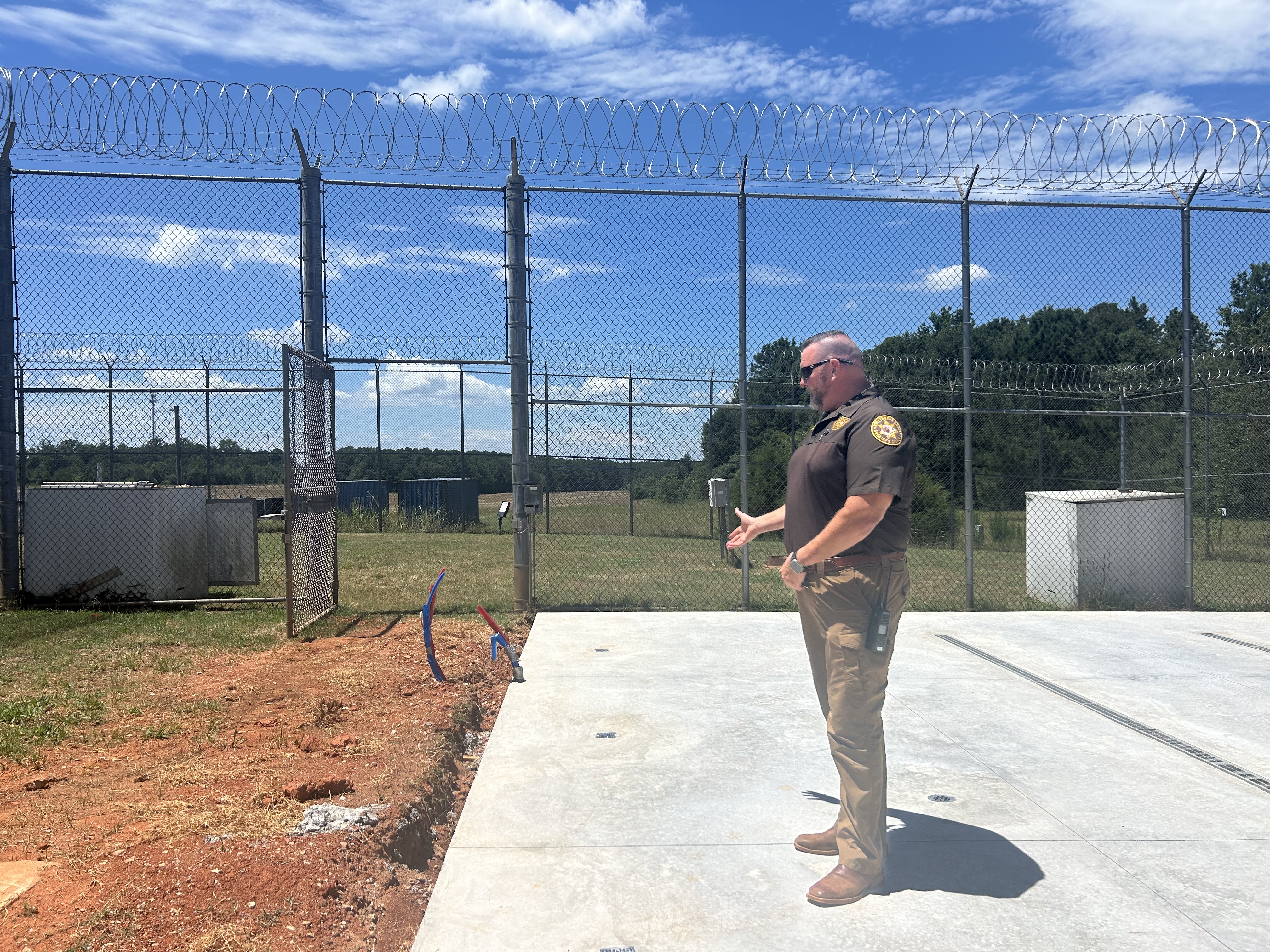 Oglethorpe County Sheriff David Gabriel stands in the area that will be a temporary animal holding facility. A modular building also is being turned into a training facility. (Photo/Alex Perri)