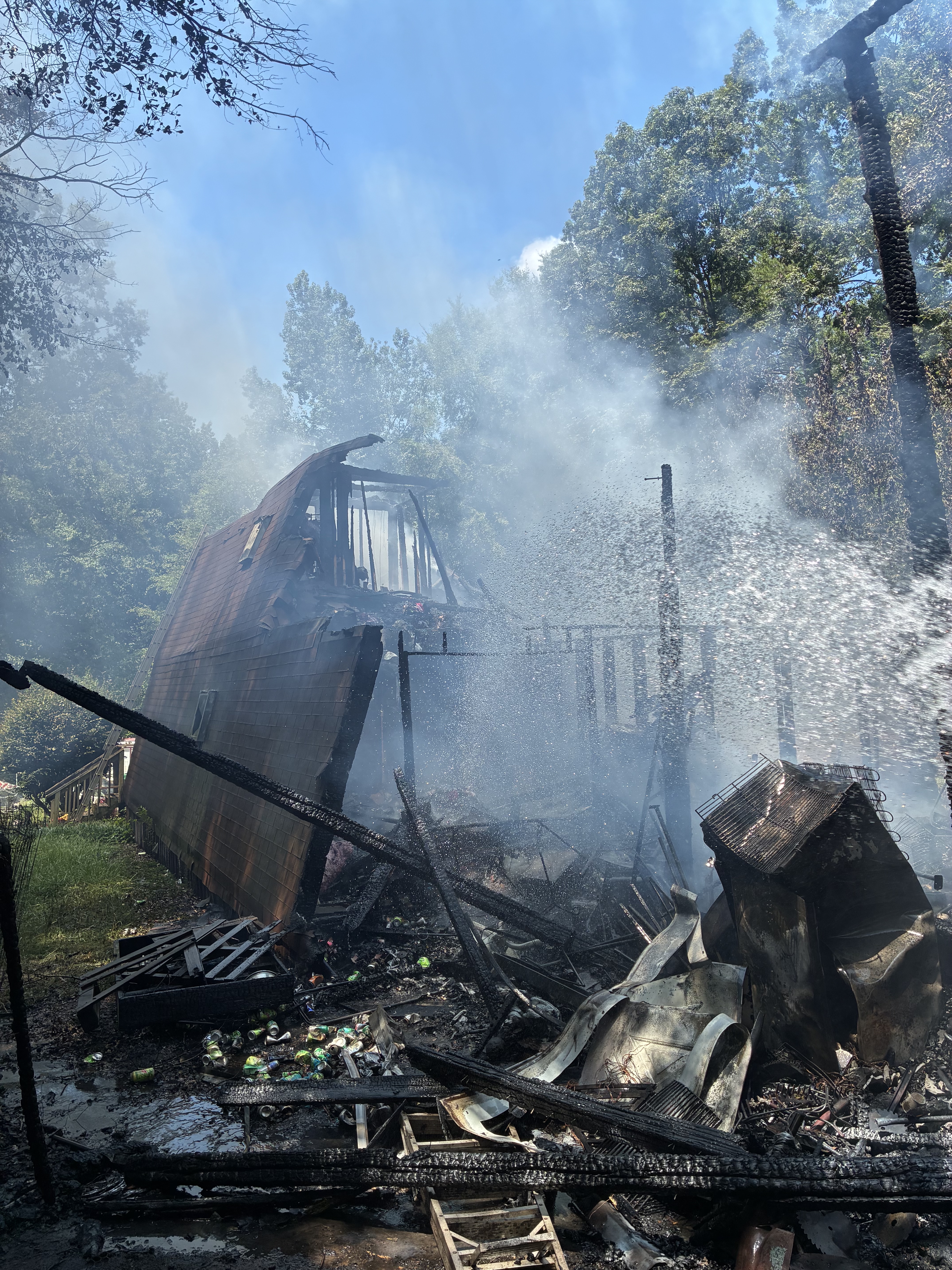 Multiple agencies responded to a structure fire in Crawford Friday Aug. 1. No one was injured in the fire, but the two story home was total loss according to Josh Robinson, Oglethorpe County EMS Director. (Photo/Josh Robinson)