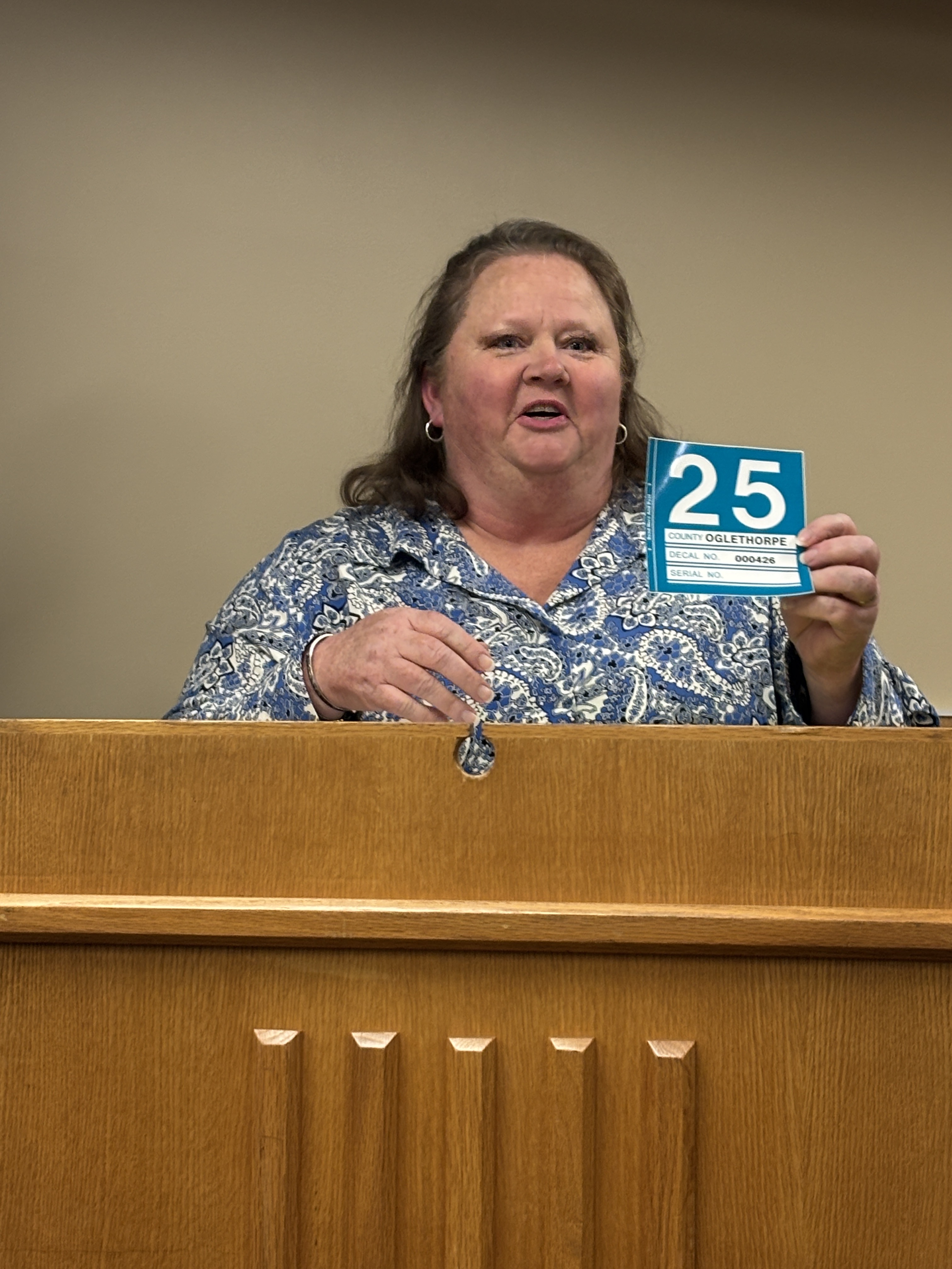 Oglethorpe County Tax Commissioner Dawn Scarborough told the Board of Commissioners on Monday that the county no longer needs the prebilled adhesive decals for mobile homes. The commission approved the agenda item. (Andy Johnston/The Oglethorpe Echo)