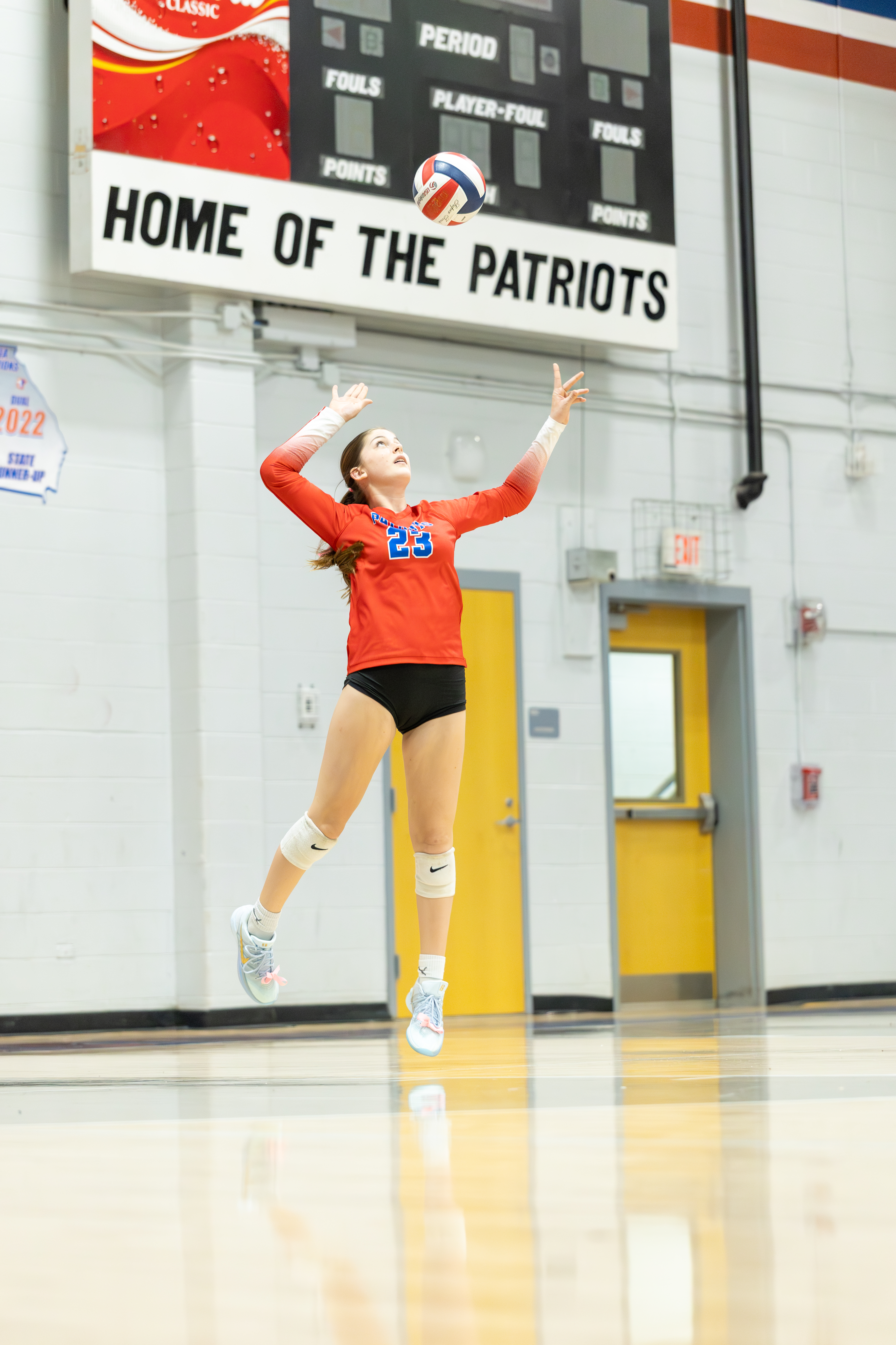 Naomi McPeake soars during a serve as the Oglethorpe County volleyball team defeated Commerce 3-0 in the first round of the Class A state tournament last Wednesday. The Patriots advanced to the Elite Eight for the second consecutive year.