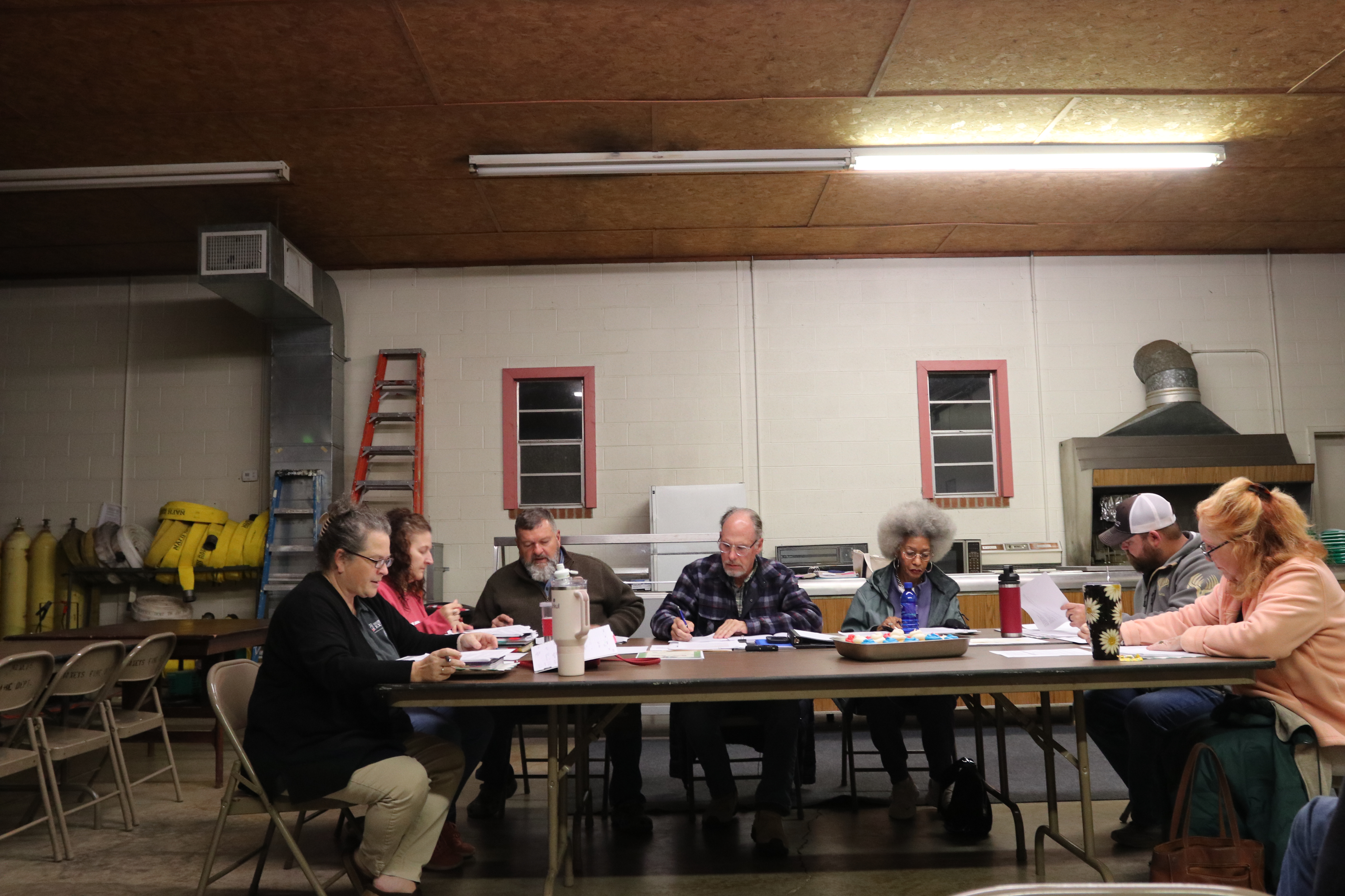 Maxeys leadership includes (from left) city council members Carrie Hayes, Carrie Hyatt, Danny Gorman, Mayor Edward Toledano, Shirley Callahan, Doug Miller and city clerk Jenny Yearwood-Parker. The city is adding online bill pay for water bills next month. (Photo/Ansley Gavlak)