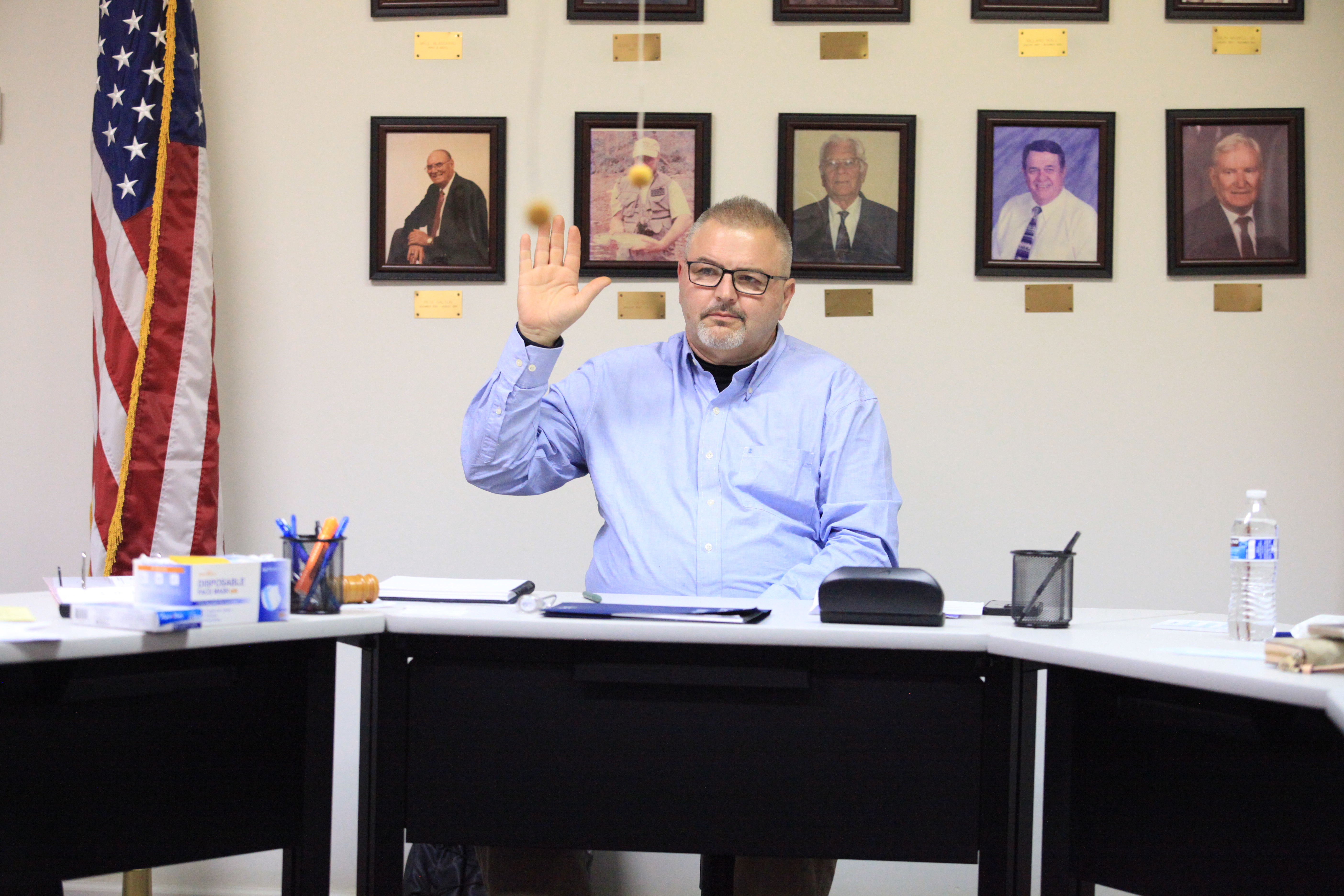 Alan Erwin is sworn in as the mayor of Crawford earlier this month. He took over Seavy O’Neal, who didn’t run for reelection last year. (Submitted Photo)