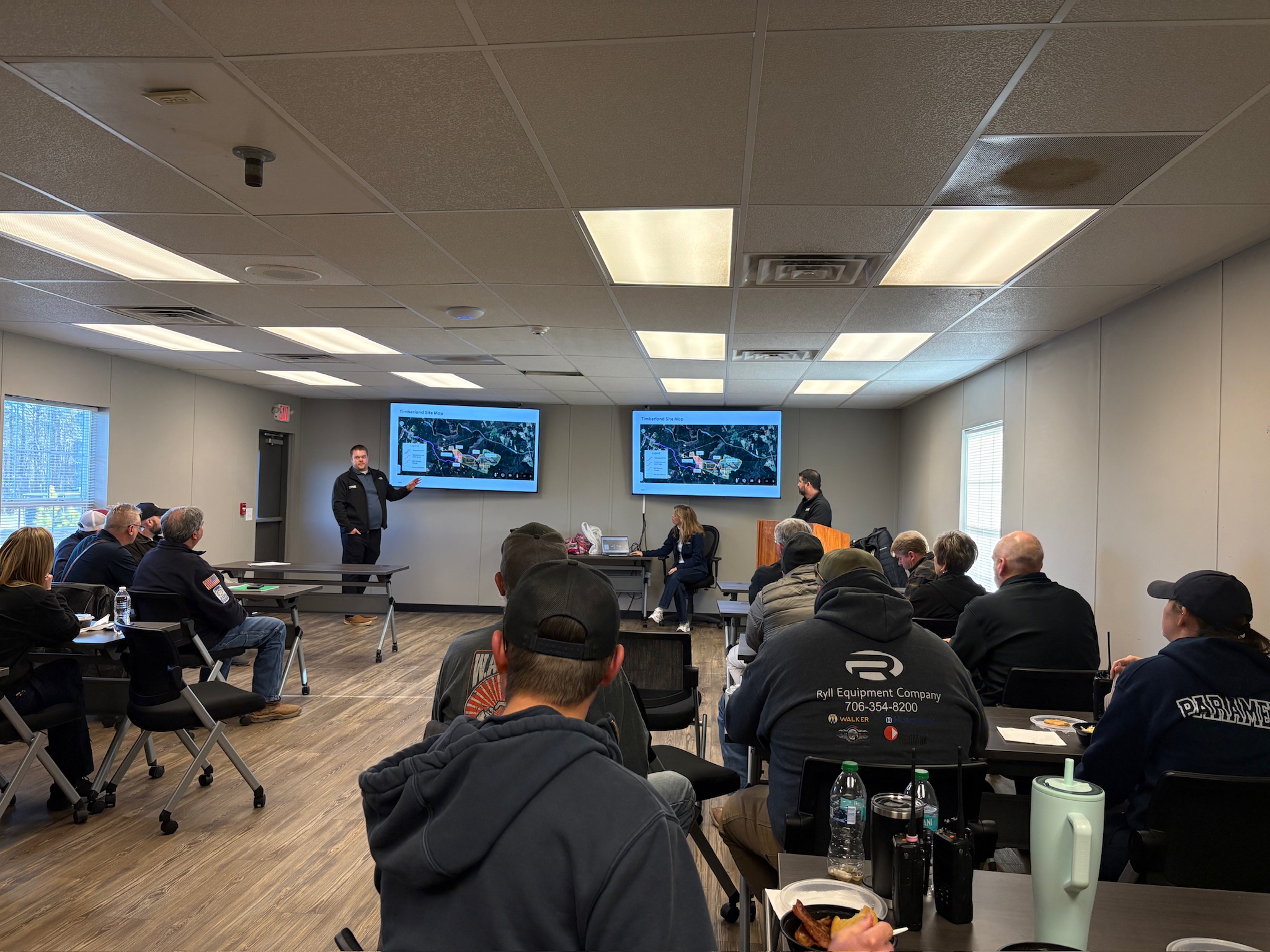 Mitchell McArthur, site manager at the RWE Timberland Solar facility, gives a presentation to first responders and county leaders at the Oglethorpe County Sheriff's Office on Jan. 21. RWE and emergency services are working to develop response plans.(Dakota Meeks/ Oglethorpe Echo)