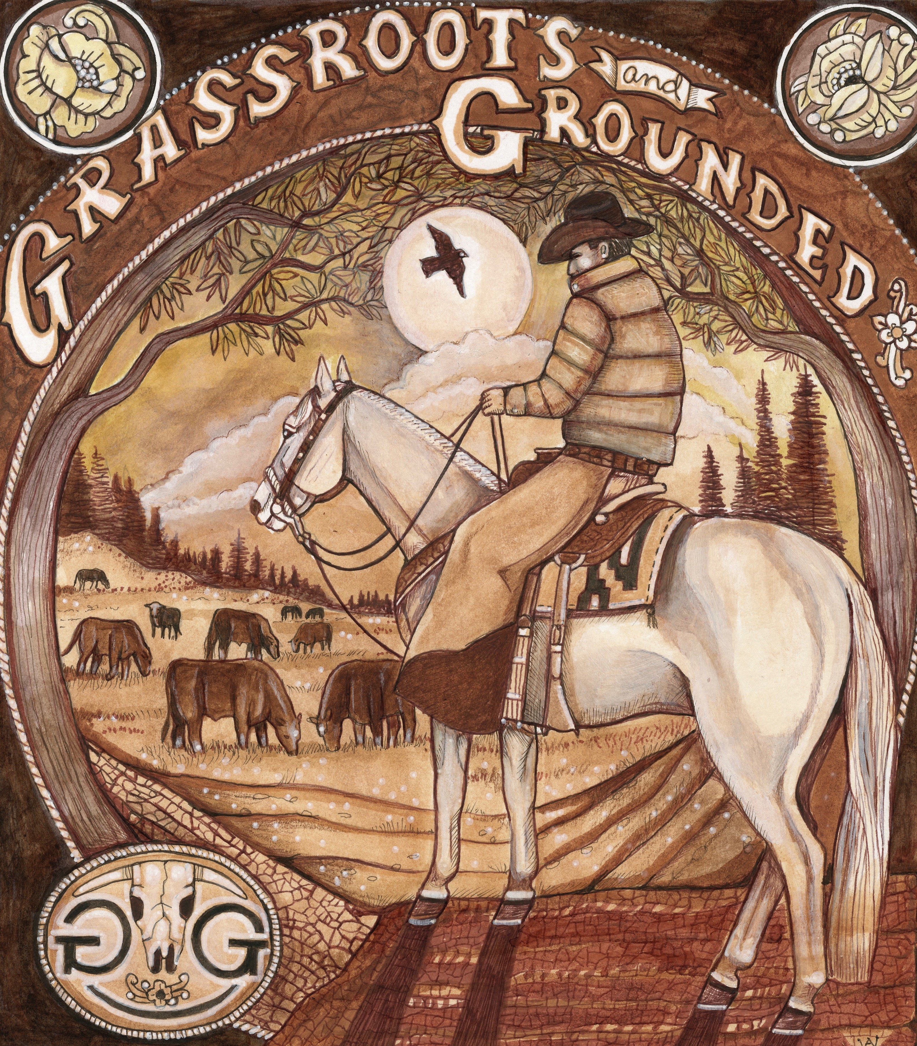 Grassroots and Grounded album cover art by Amy Watts. 