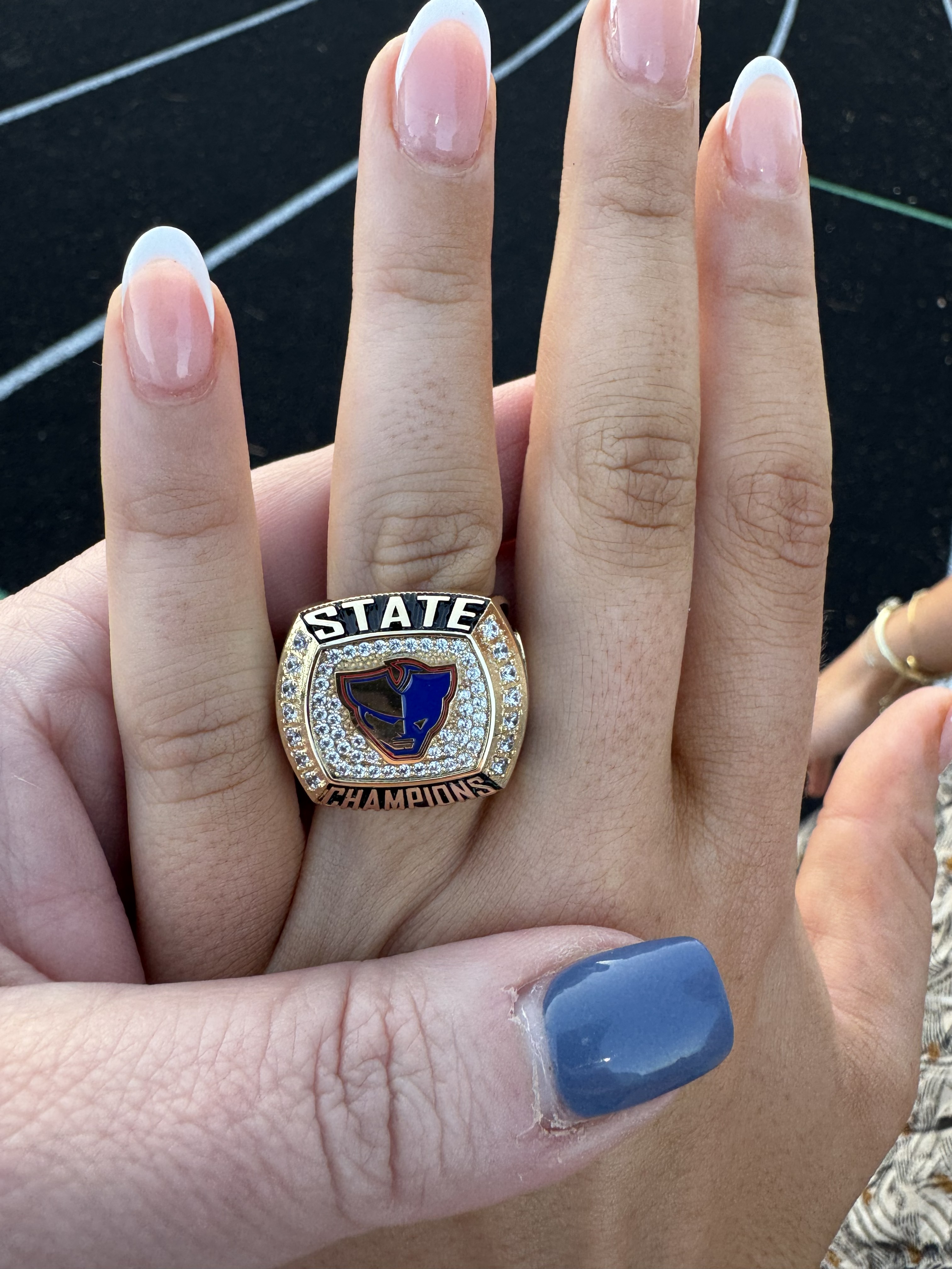 Here’s a closeup of one of the rings presented to the OCHS volleyball players last spring. They feature the team’s 32-8 record on one side and individual player’s jersey number and volleyball on the other side. (Submitted Photo)
