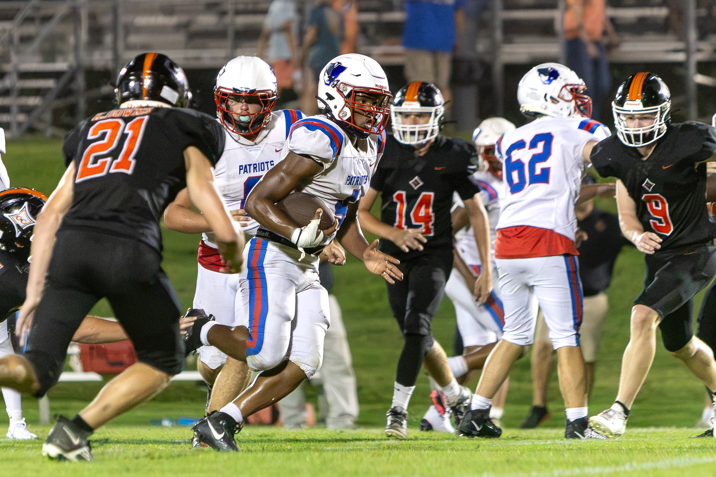 Running back Zion Pass (4) finds room to run during Oglethorpe County’s 28-21 victory over Glascock County in a scrimmage on Friday. Pass and seniors Paris Crowder and Jackson Tatum return to power the wing-T offense. (Ethan Greene/The Oglethorpe Echo)