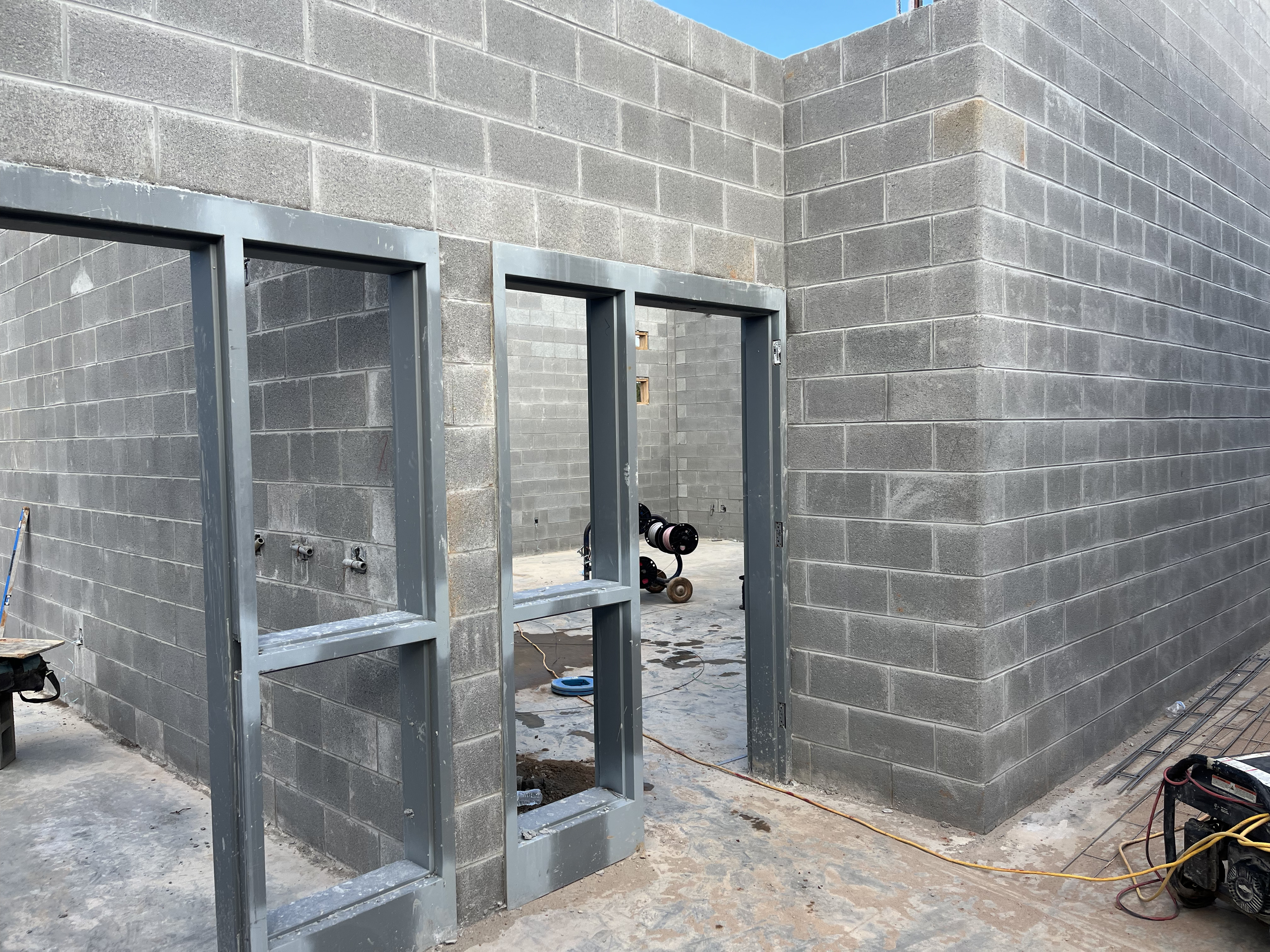 An unpainted doorway sits during construction of Oglethorpe County's new elementary school. The school is on track to have students enter by January 2025. (Photo/Jim Bass)