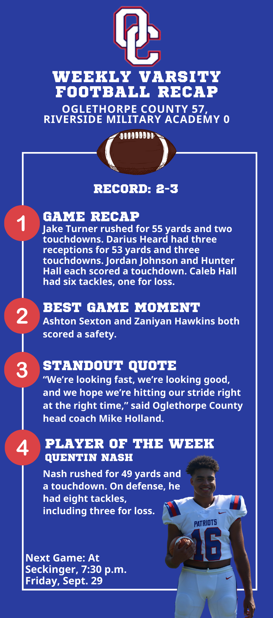 Oglethorpe County High School football recap from September 22. 