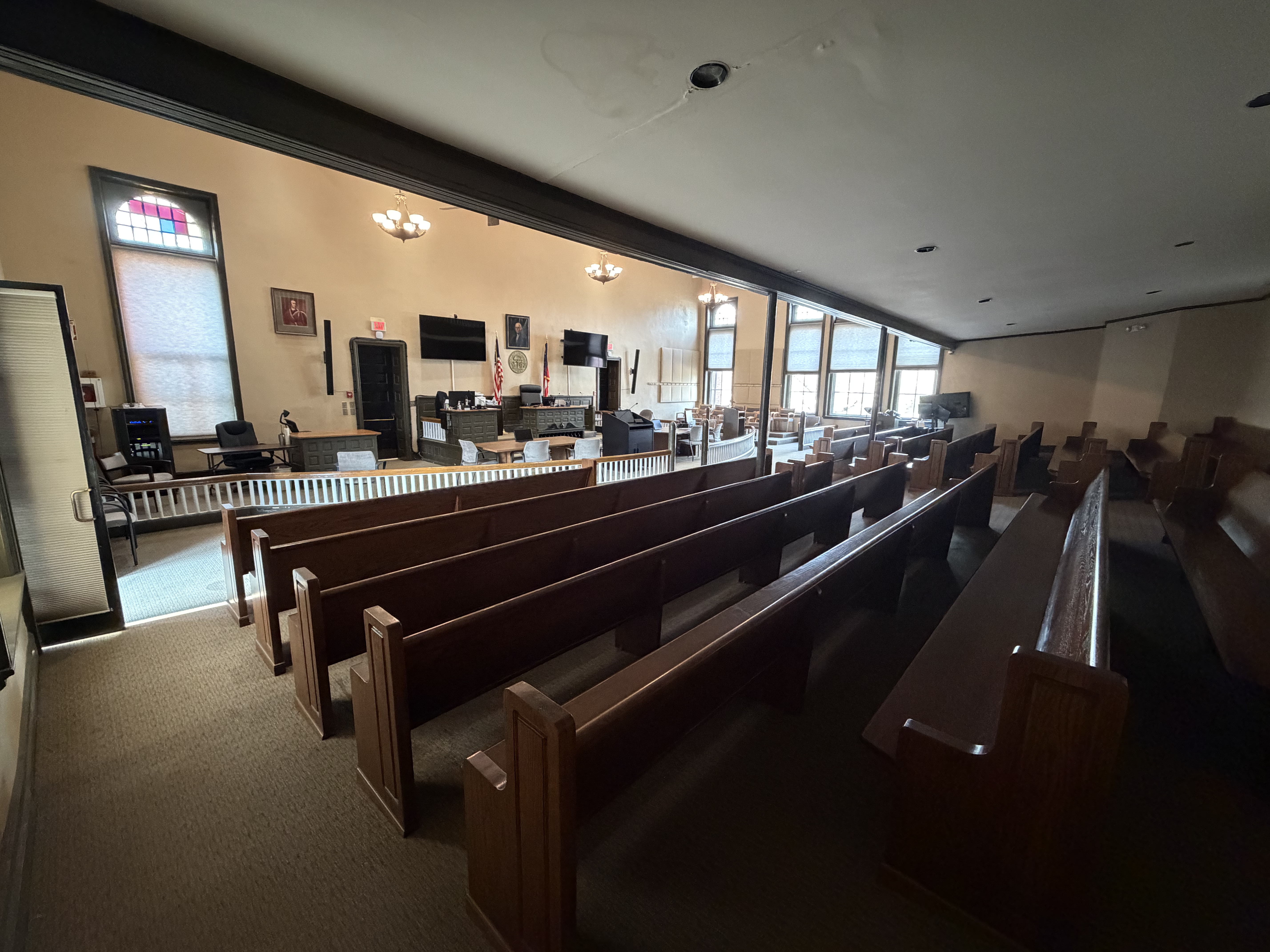 The courtroom seats at least 150 people, compared to 30 at the Board of Commissioners’ meeting room at the county office on Union Point Road. The BOC will hold its first courthouse meeting on Monday, March 2. (Nick Hasnain/The Oglethorpe Echo)