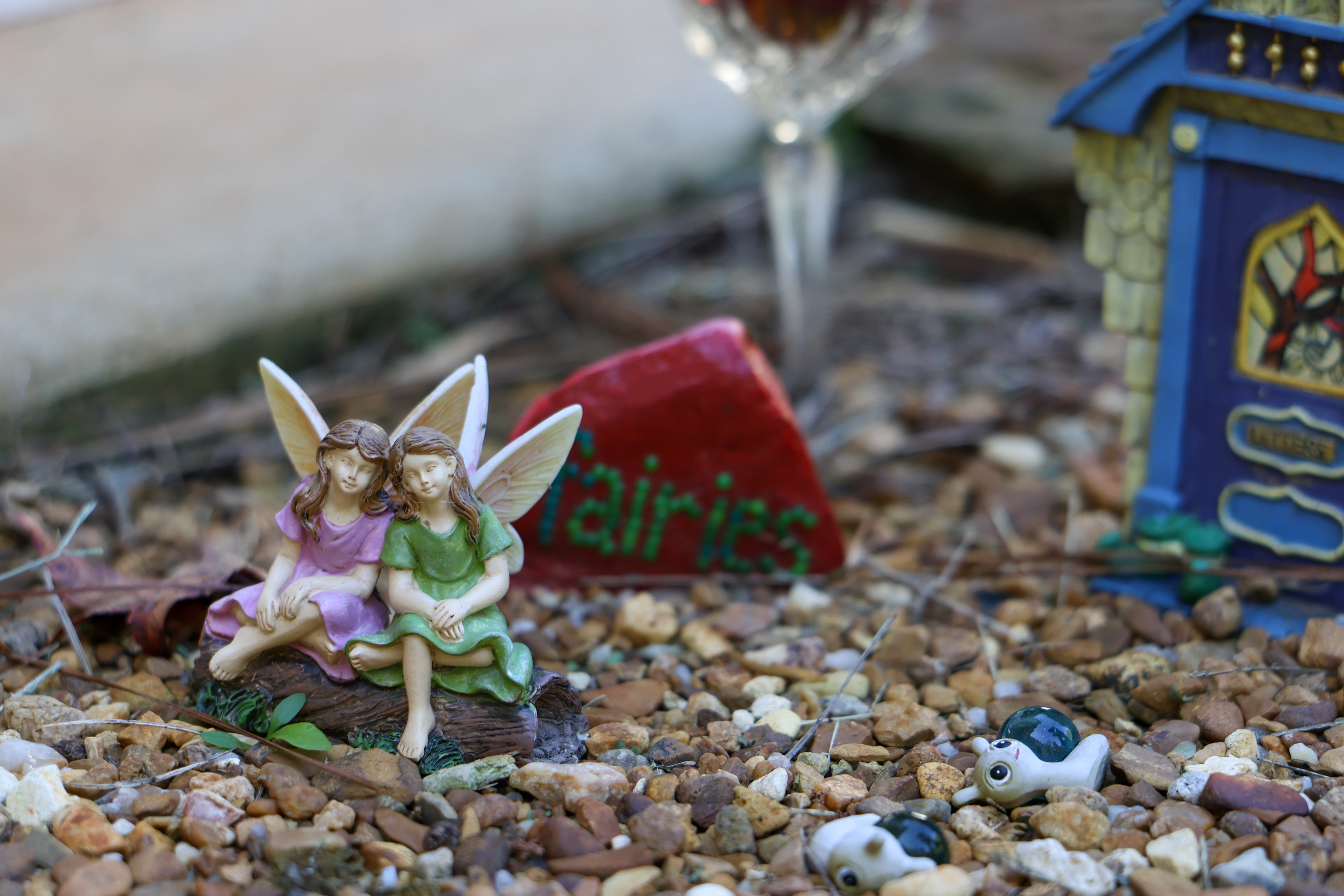 Two fairies, Twinkle and Sparkle, sit in Patty Boyd’s fairy garden in her backyard in Colbert. These two fairies, gifted to Patty by a friend, are the main characters in “Twinkle and Sparkle — The Backyard Adventure: Fairy Fun” along with Boyd’s late dog, Radar. 