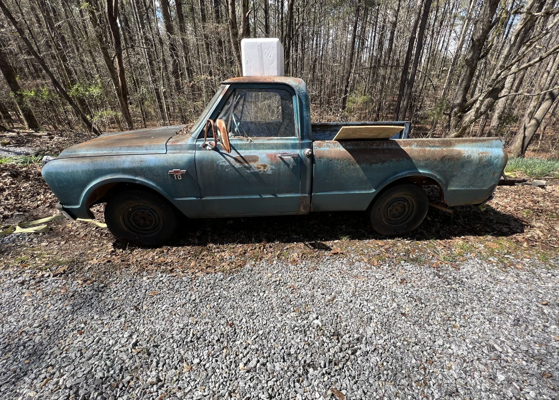 Thomas Dickerson’s grandfather bought the 1967 Chevrolet C-10 truck at Cook Chevrolet in downtown Crawford. This is what it looked like before it was restored. (Submitted Photo)